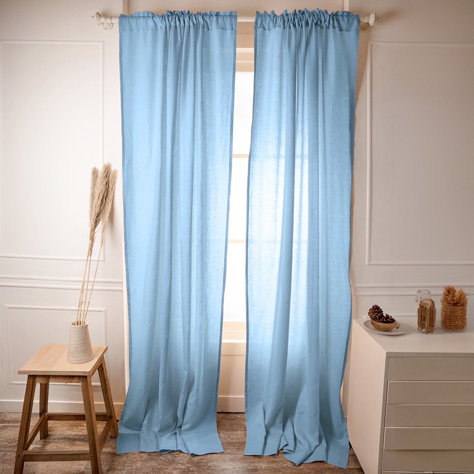 Powder Blue Linen Curtain