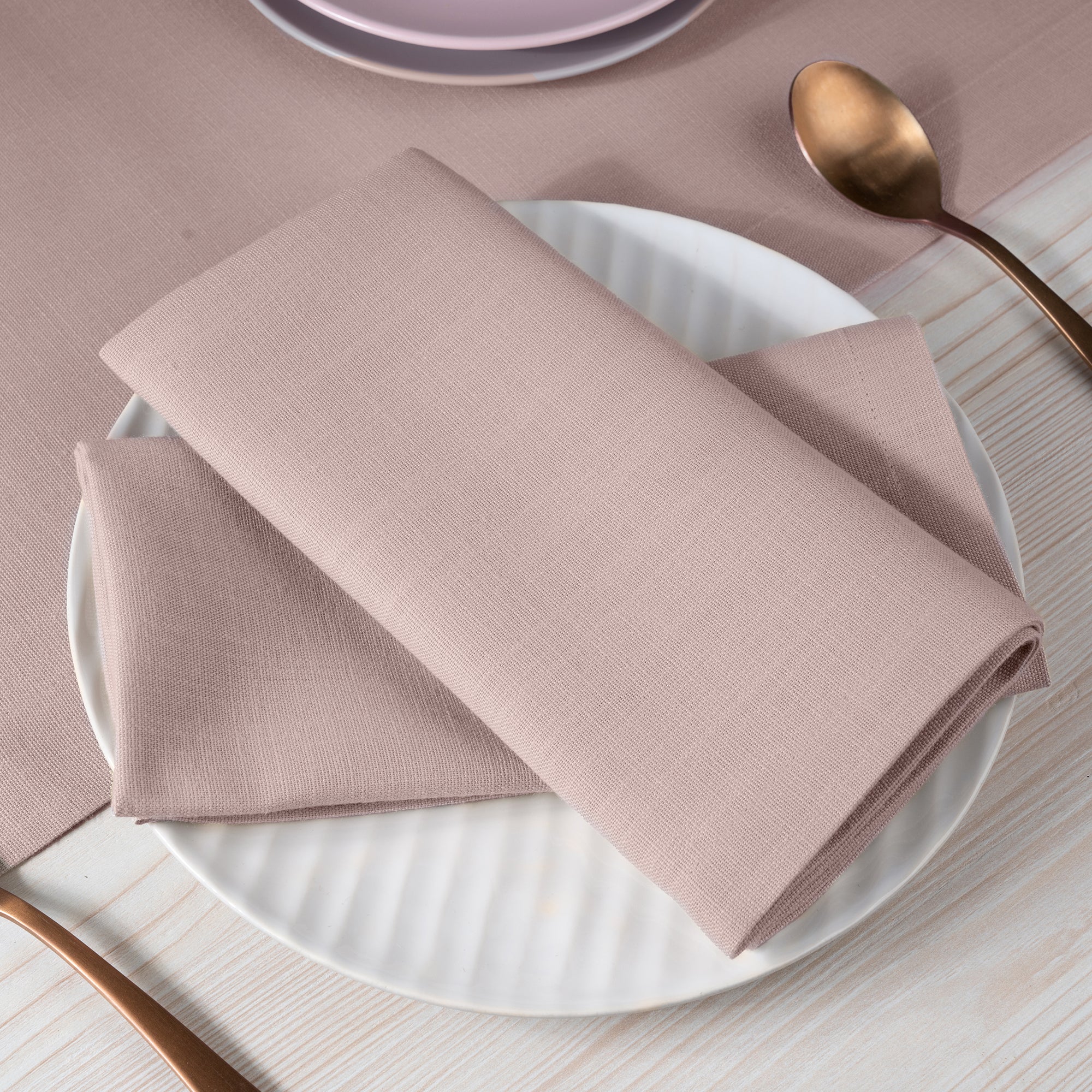 Beige Faux Linen Napkins, Mitered Corner, 20 x 20 inch, 4 pcs