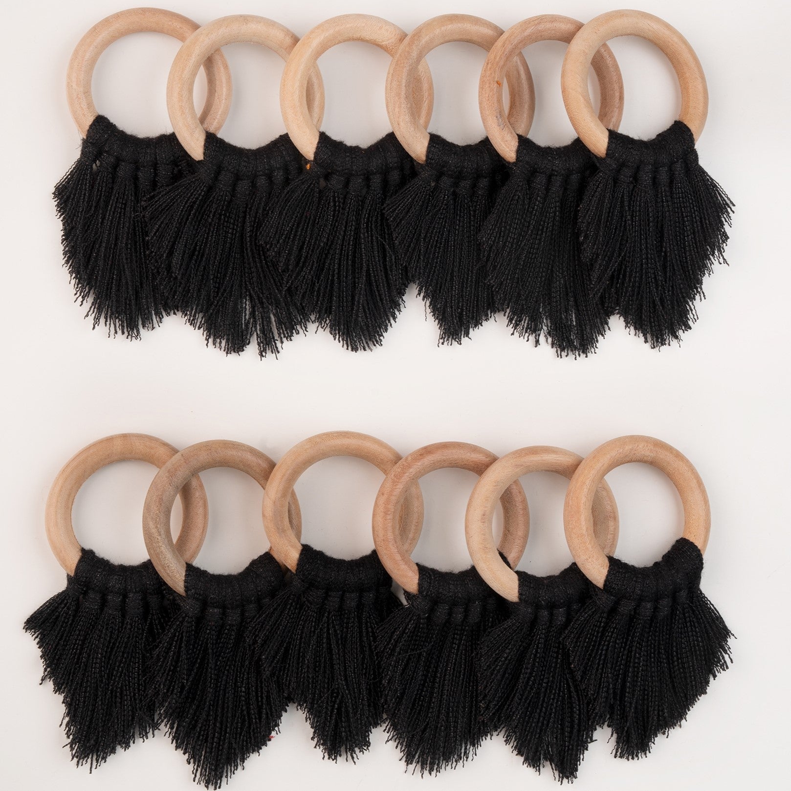 Black Napkin Rings With Fringe