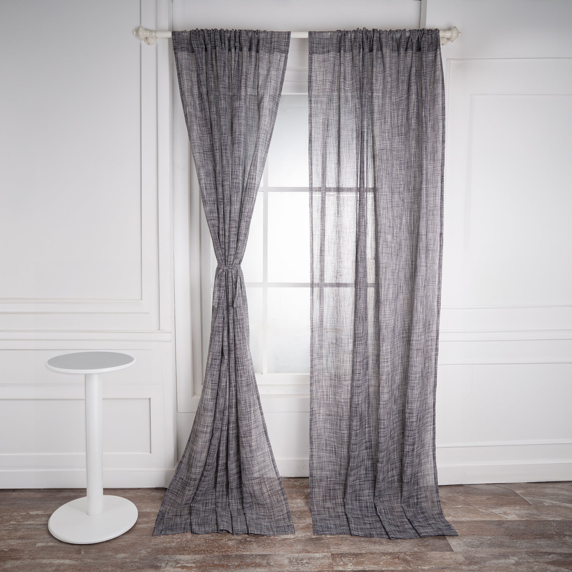 Black and White Faux Jute Curtain - 