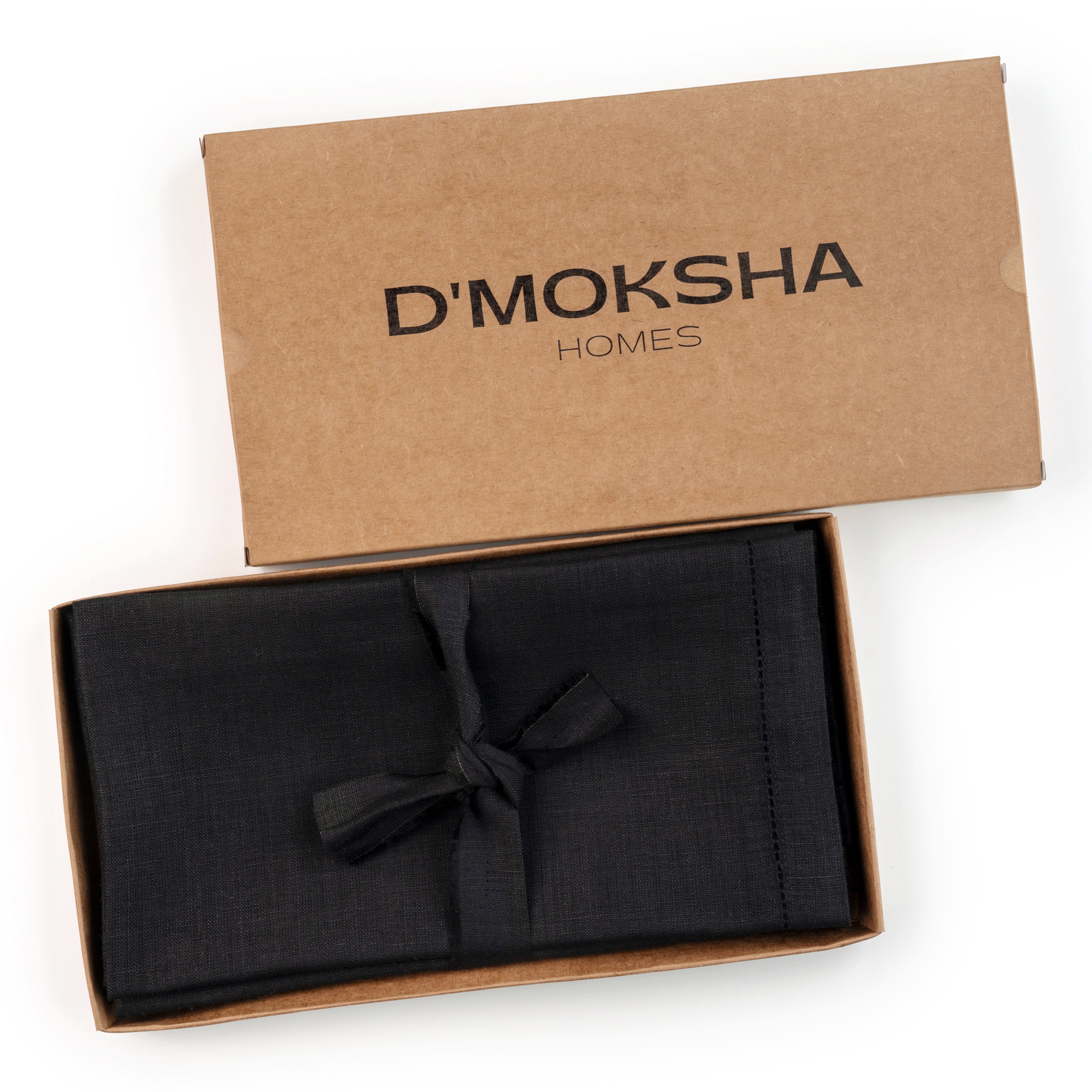 Black Linen Napkins, Hemstitch, 20 x 20 inch, 4 pcs