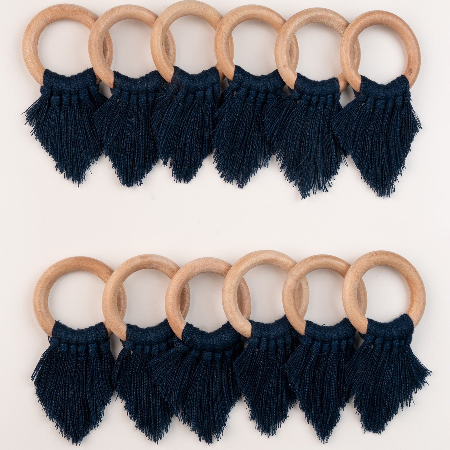 Navy Blue Napkin Rings With Fringe