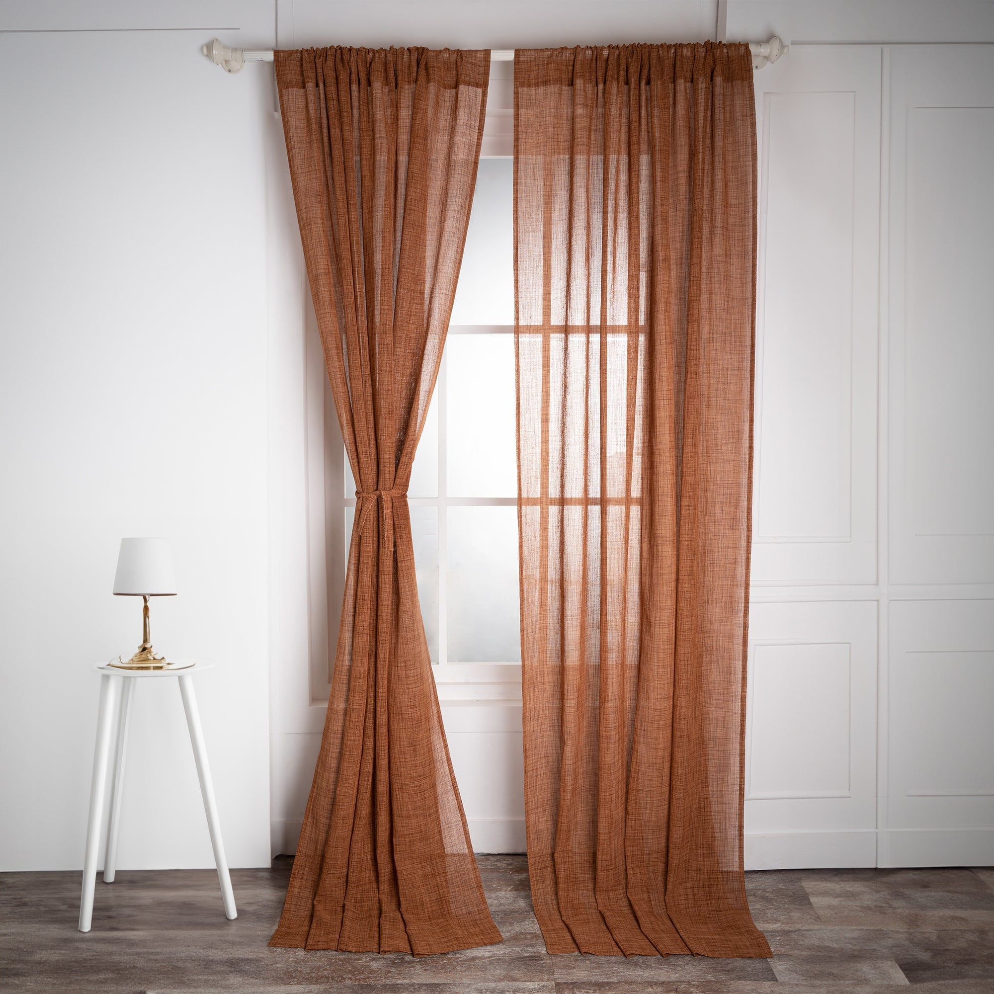 Brown Faux Jute Curtain