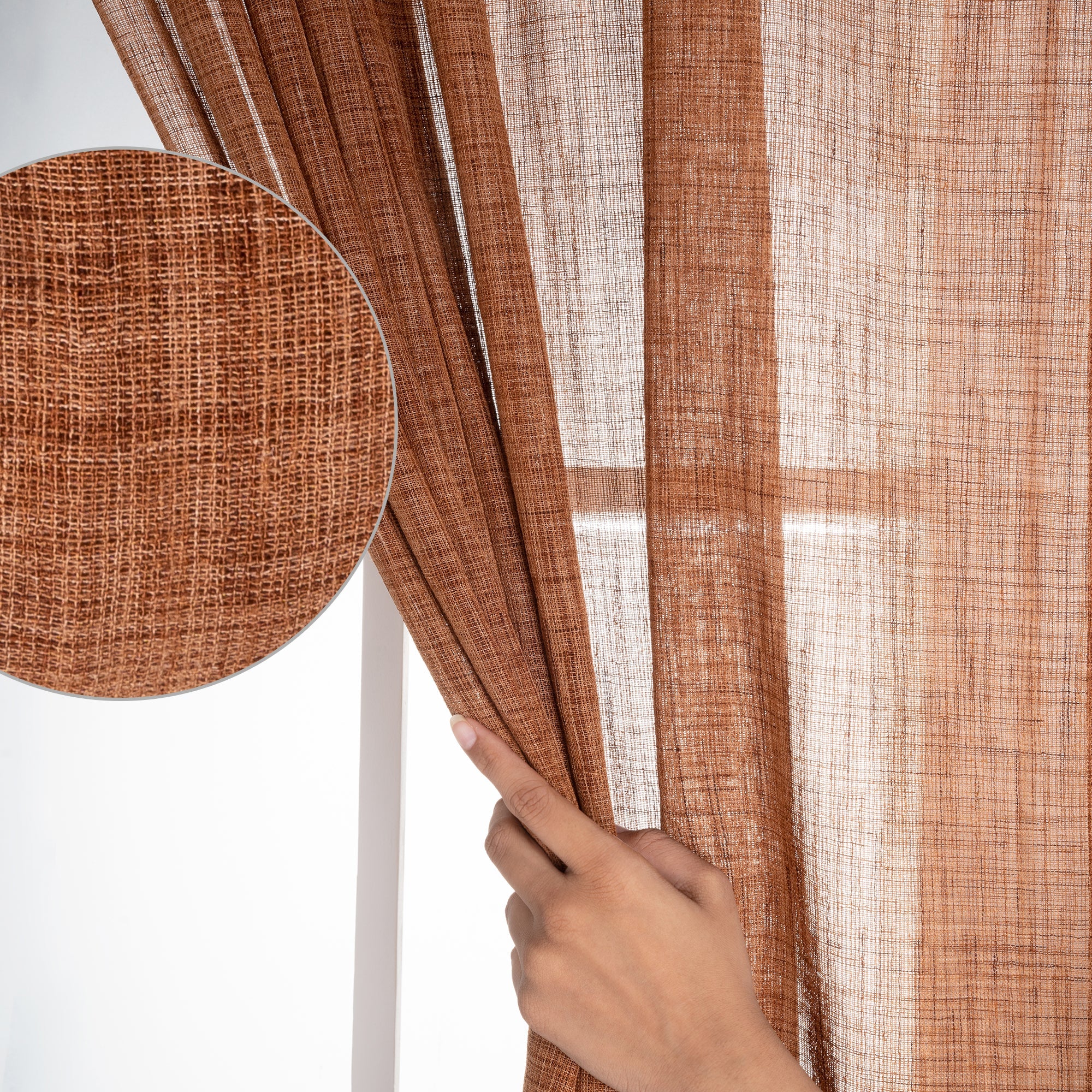 Brown Faux Jute Curtain