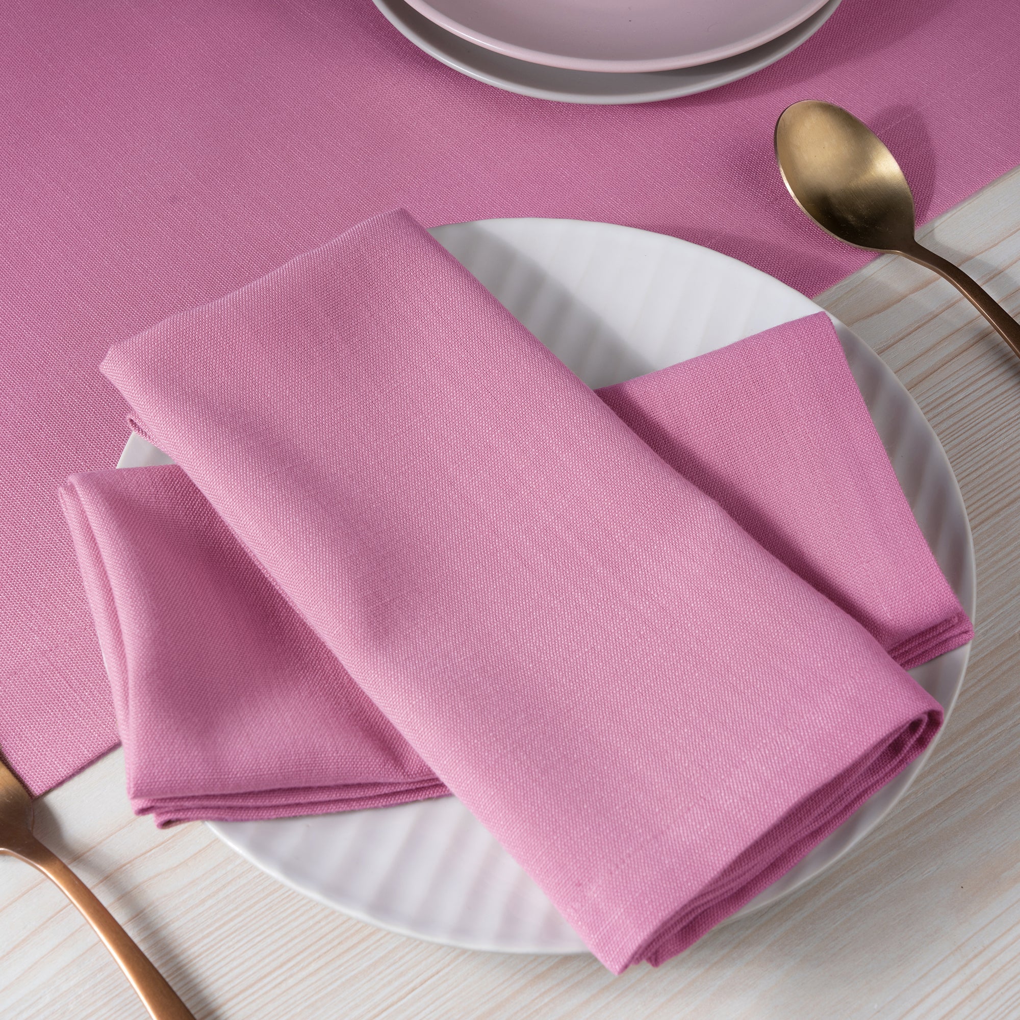 Bubblegum Pink Faux Linen Napkins, Mitered Corner, 20 x 20 inch, 4 pcs