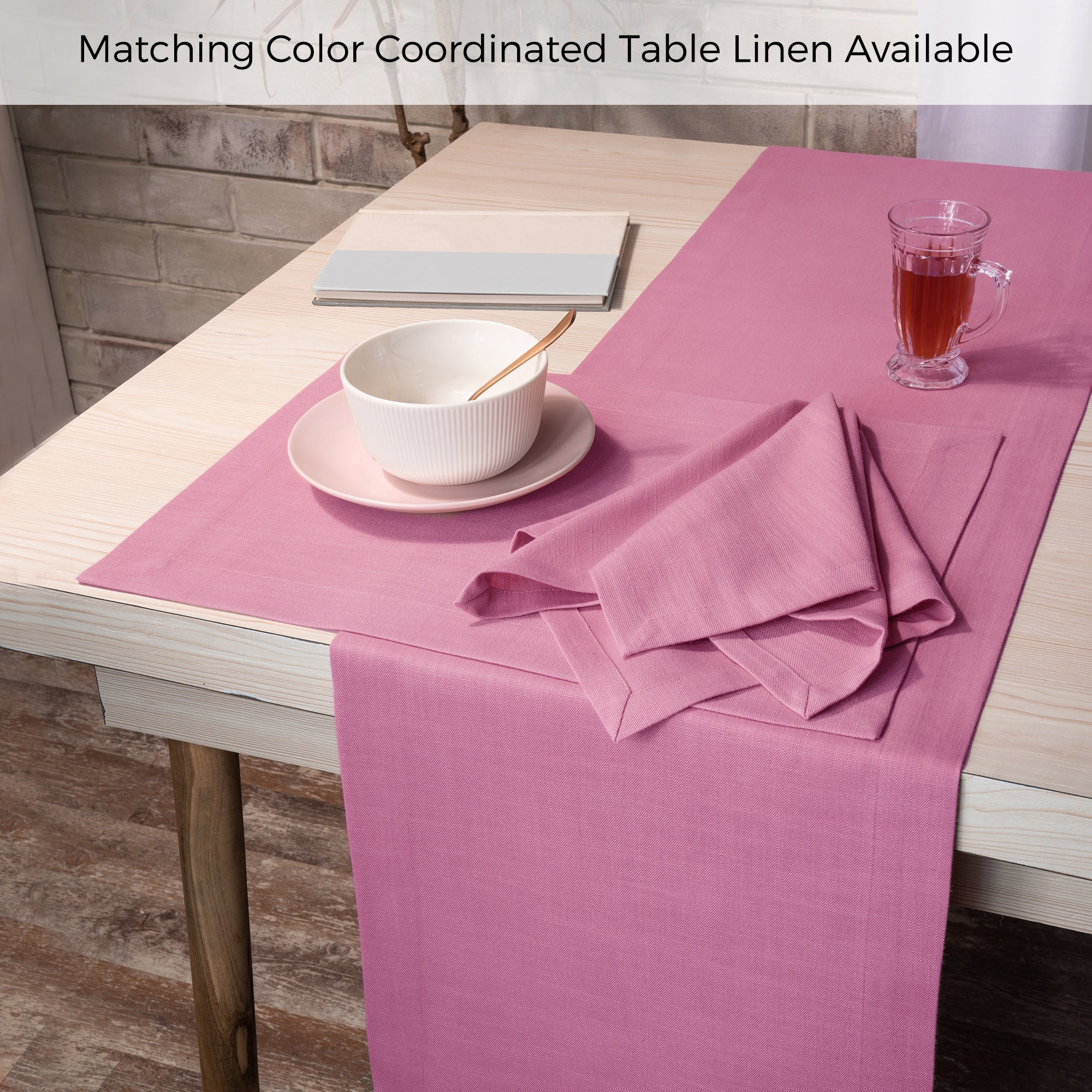 Bubblegum Pink Faux Linen Napkins, Mitered Corner, 20 x 20 inch, 4 pcs