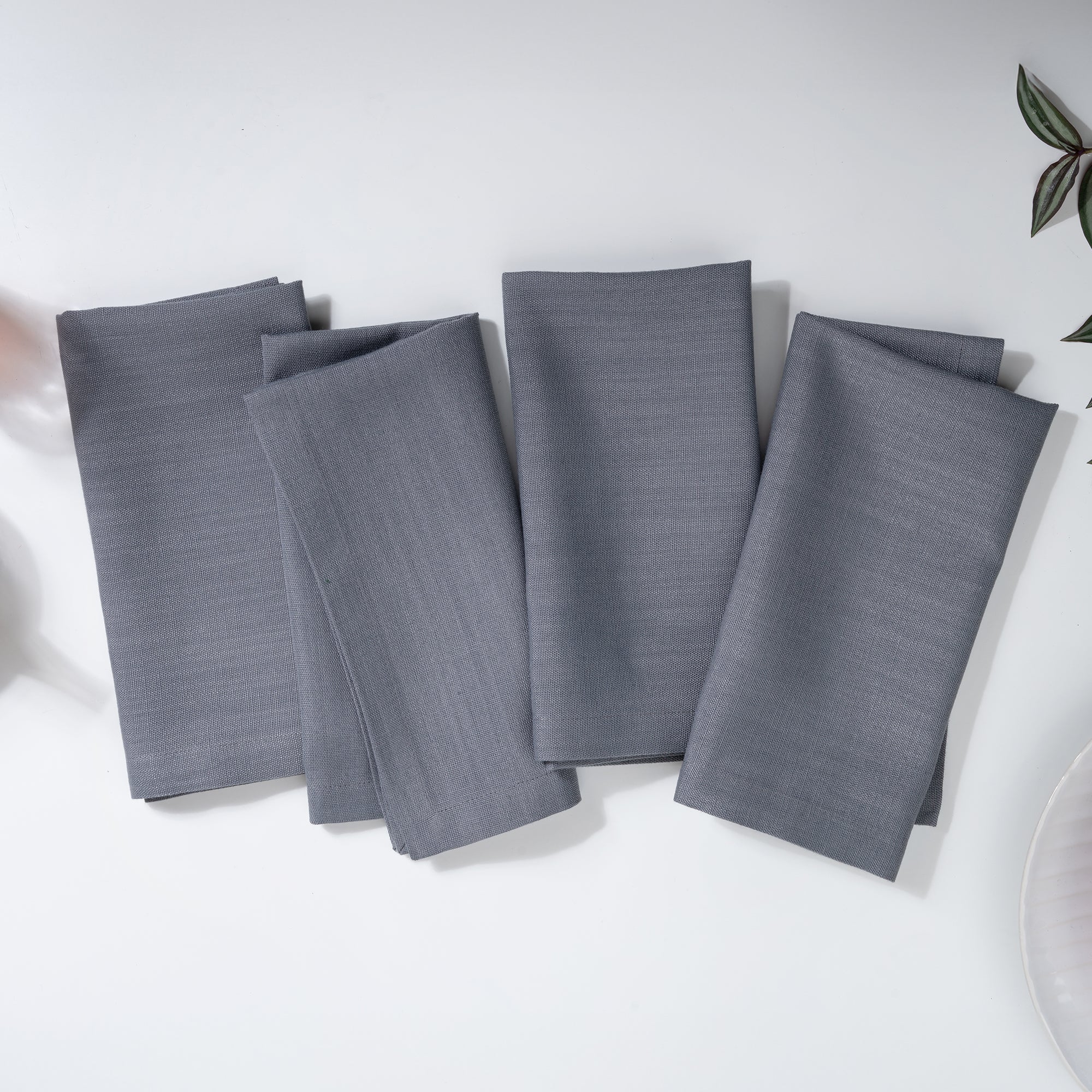 Charcoal Grey Faux Linen Napkins, Mitered Corner, 20 x 20 inch, 4 pcs