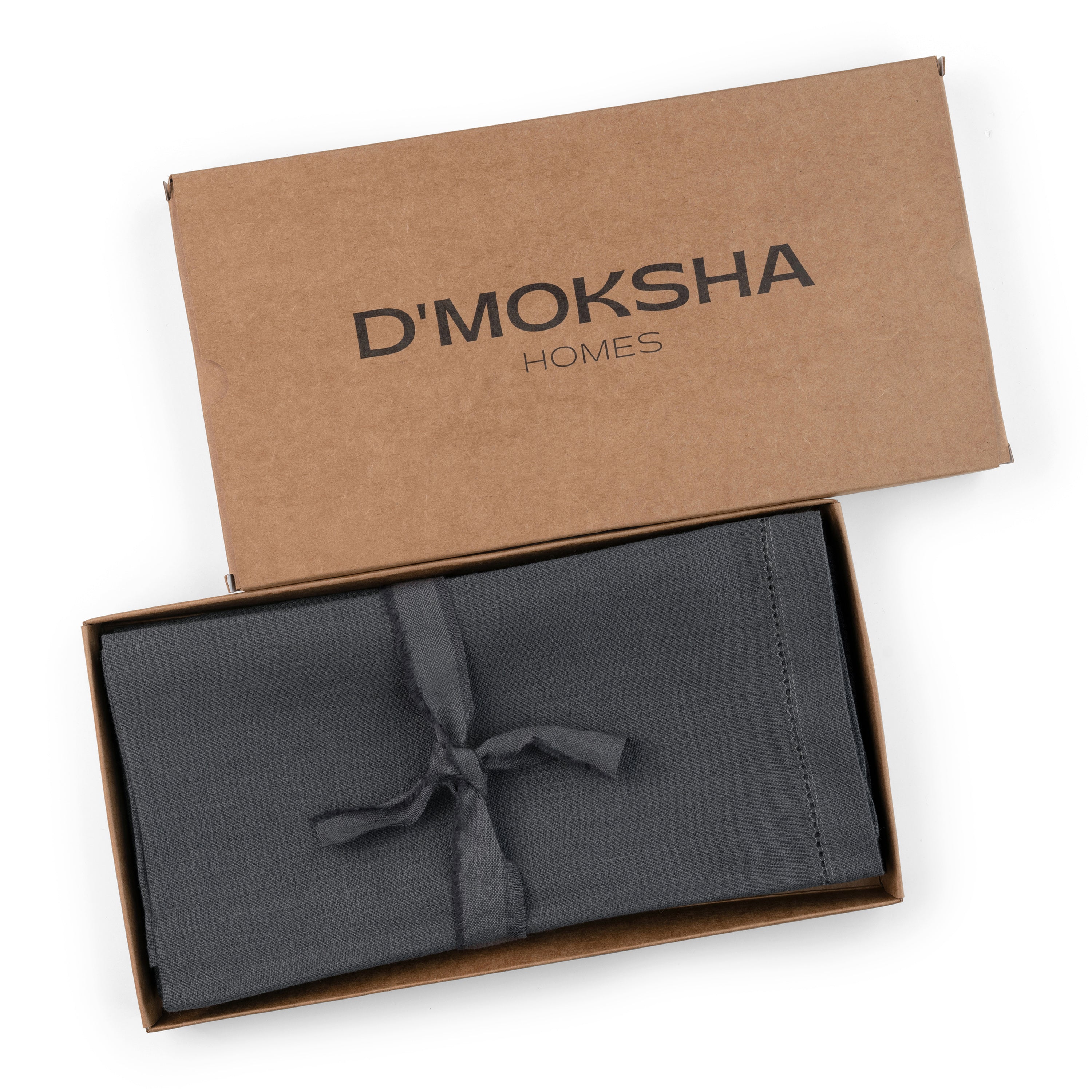 Charcoal Grey Linen Napkins, Hemstitch, 20 x 20 inch, 4 pcs