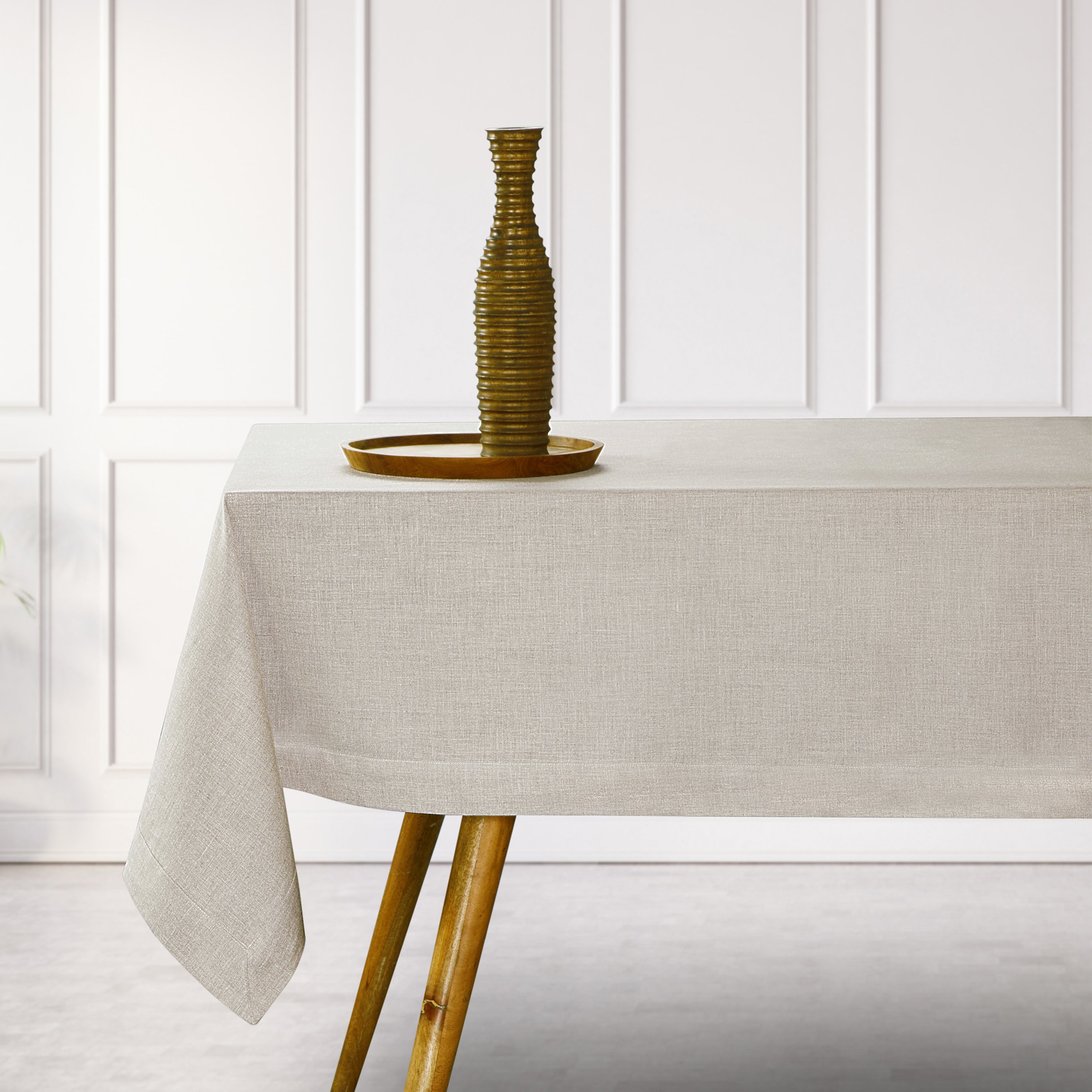 Light Natural Linen Tablecloth, Hemmed