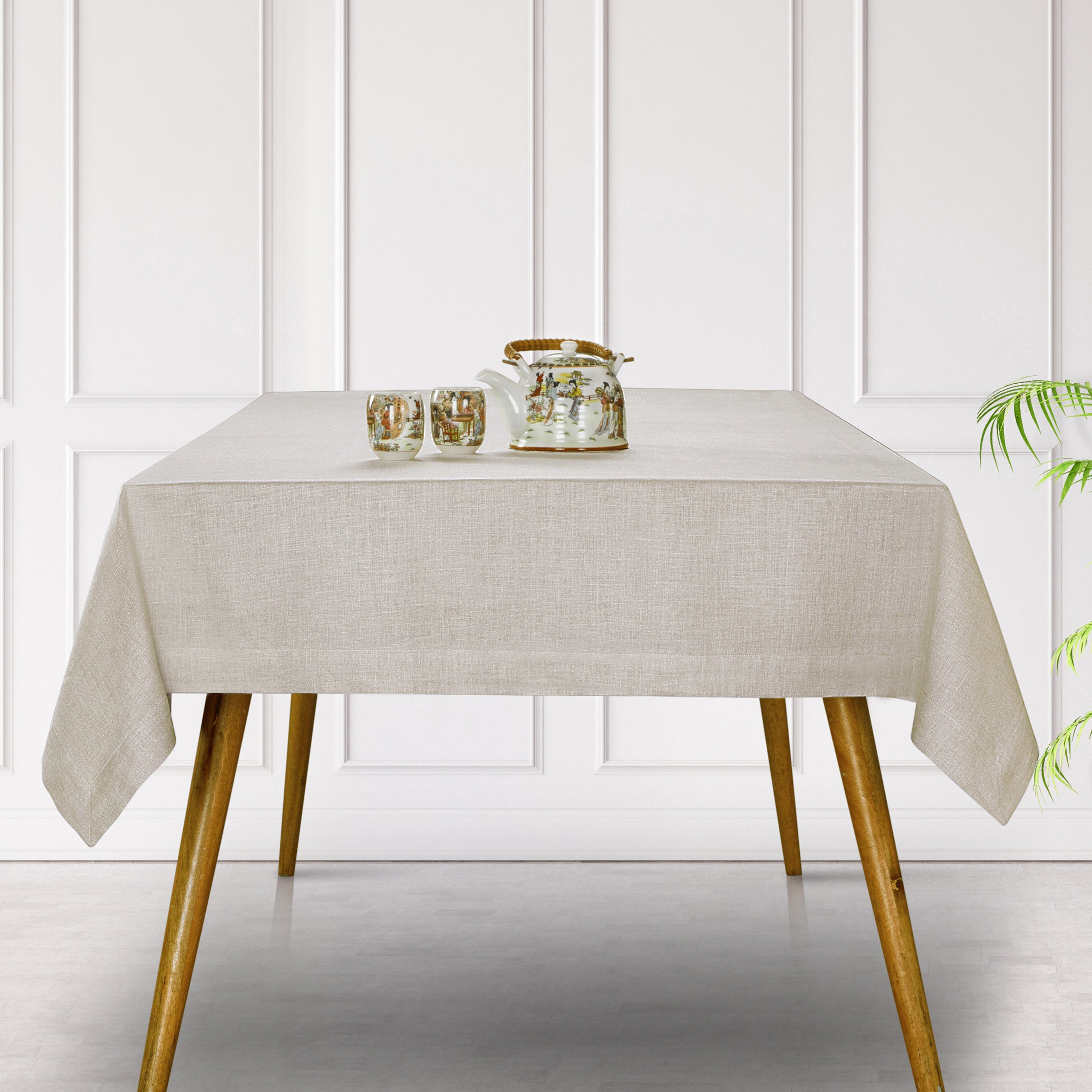 Light Natural Linen Tablecloth, Hemmed