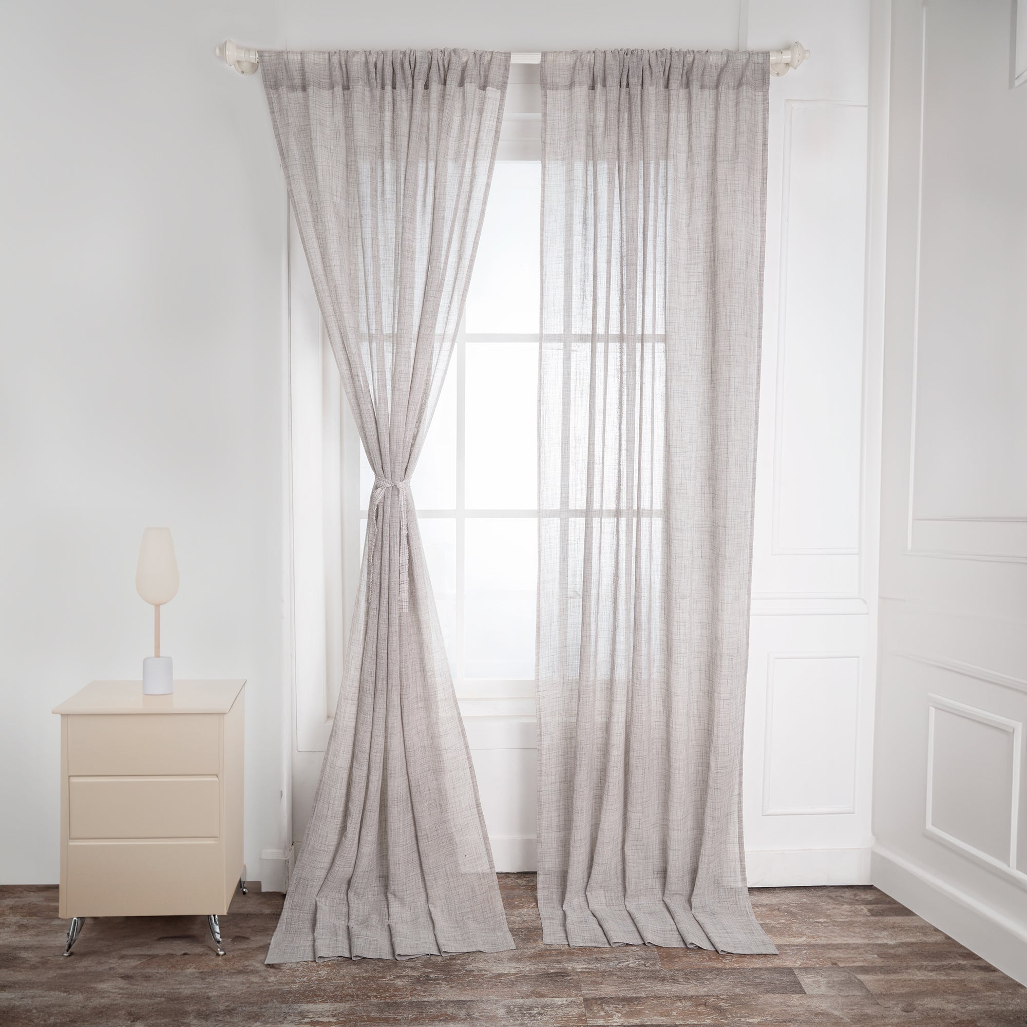 Light Grey Faux Jute Curtain