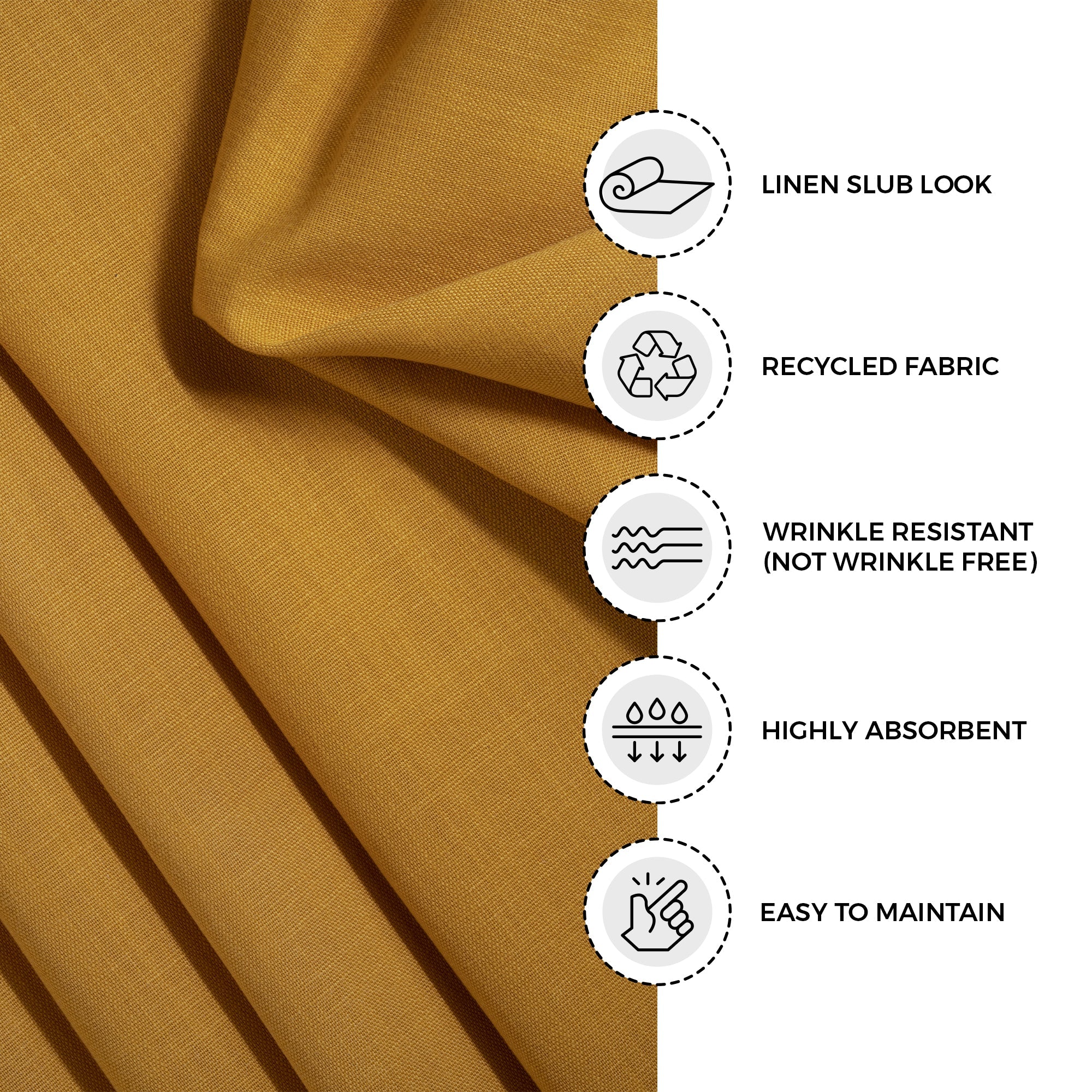 Mustard Faux Linen Napkins, Mitered Corner, 20 x 20 inch, 4 pcs