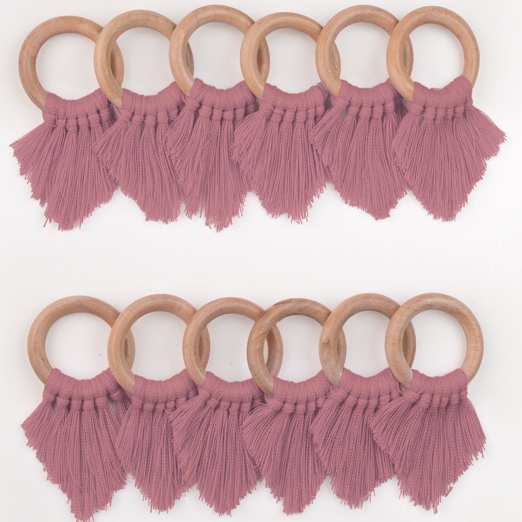 Dusty Pink Napkin Rings With Fringe