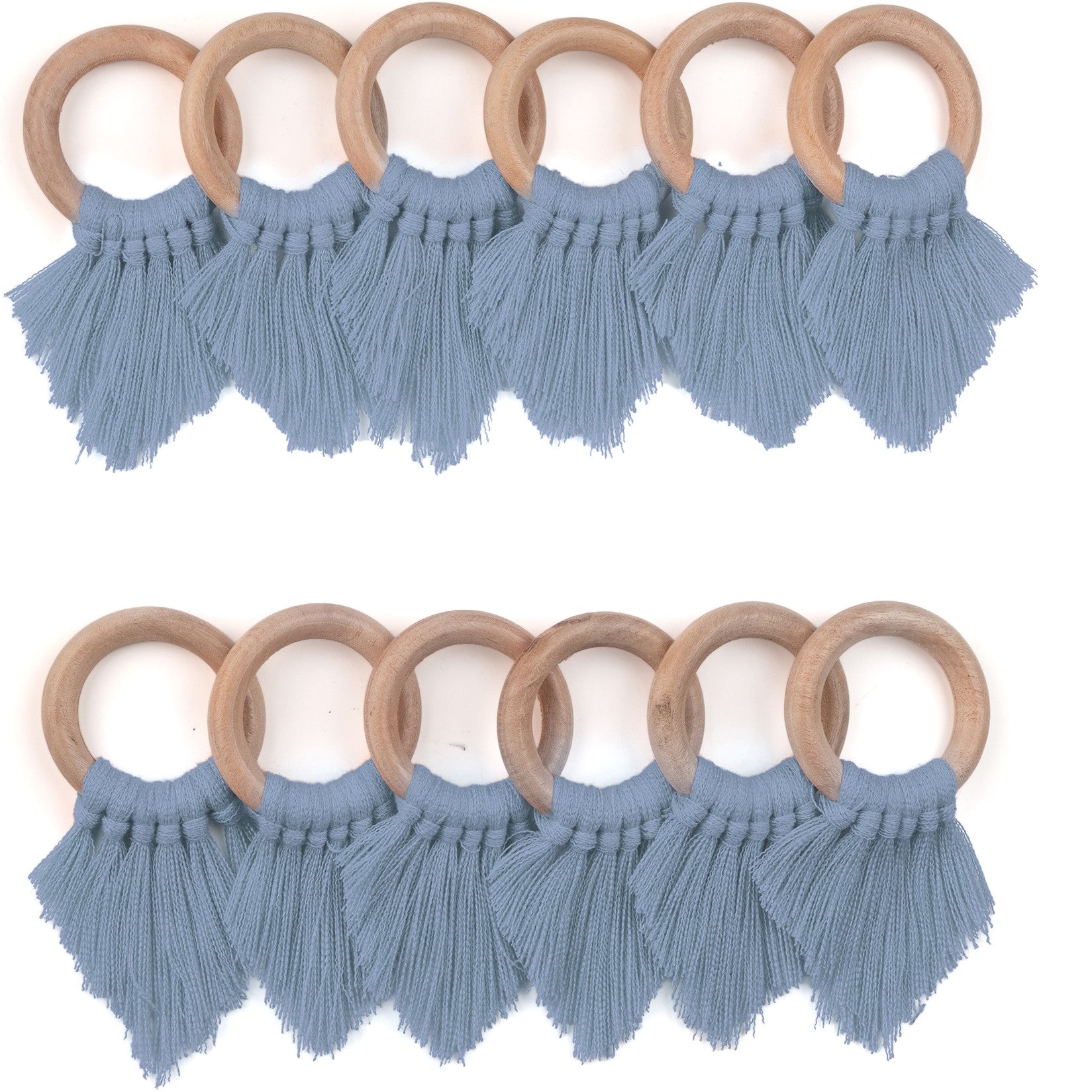 Light Blue Napkin Rings With Fringe