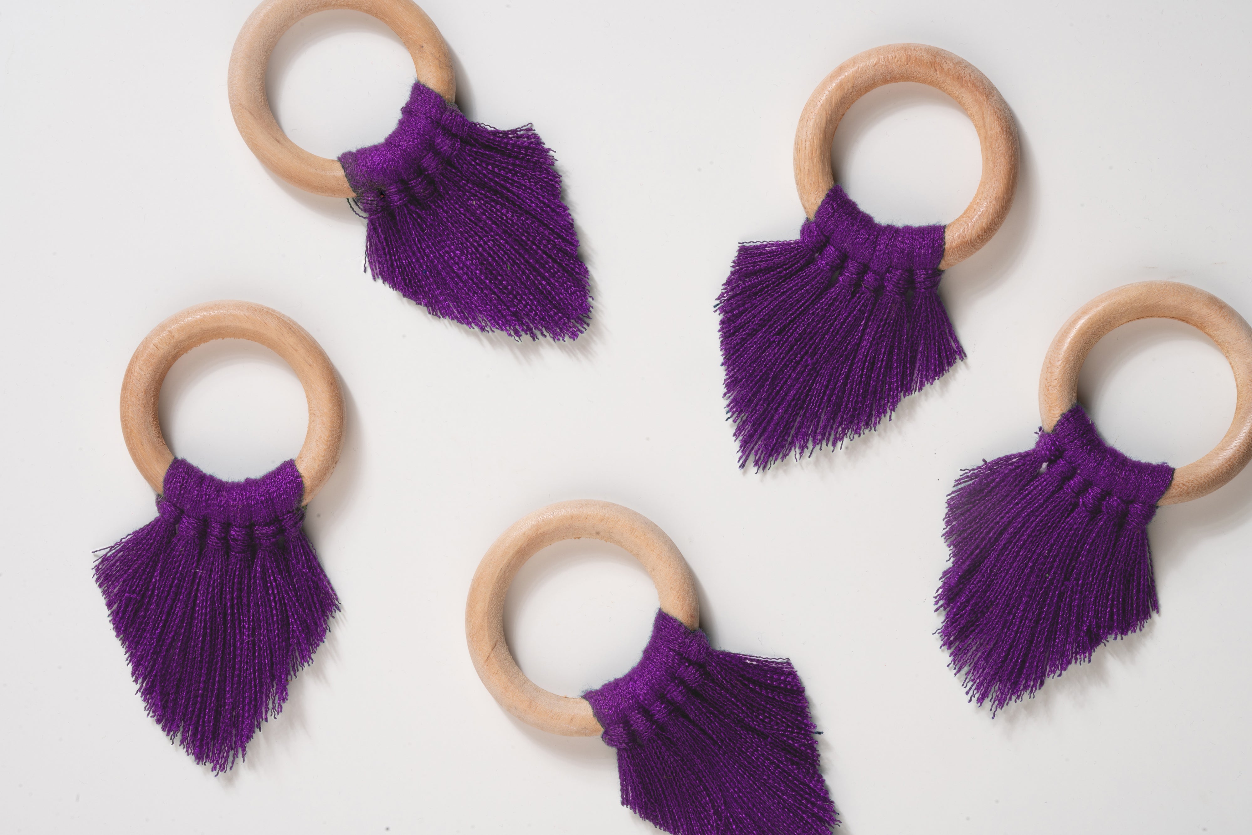 Purple Napkin Rings With Fringe