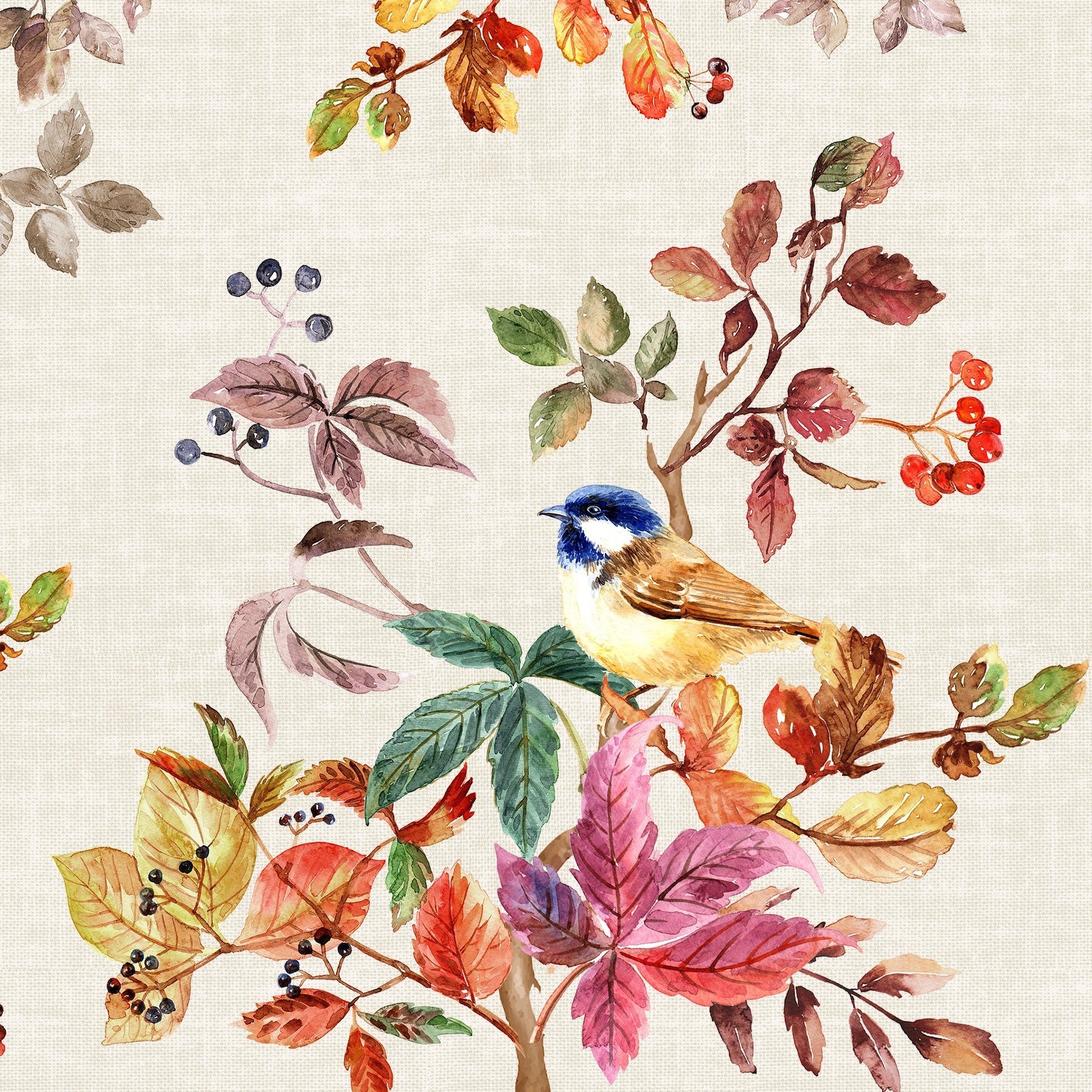 Autumn Songbirds Placemats - Placemats for Autumn Gatherings  - 14 x 19 Inch, 8 pcs