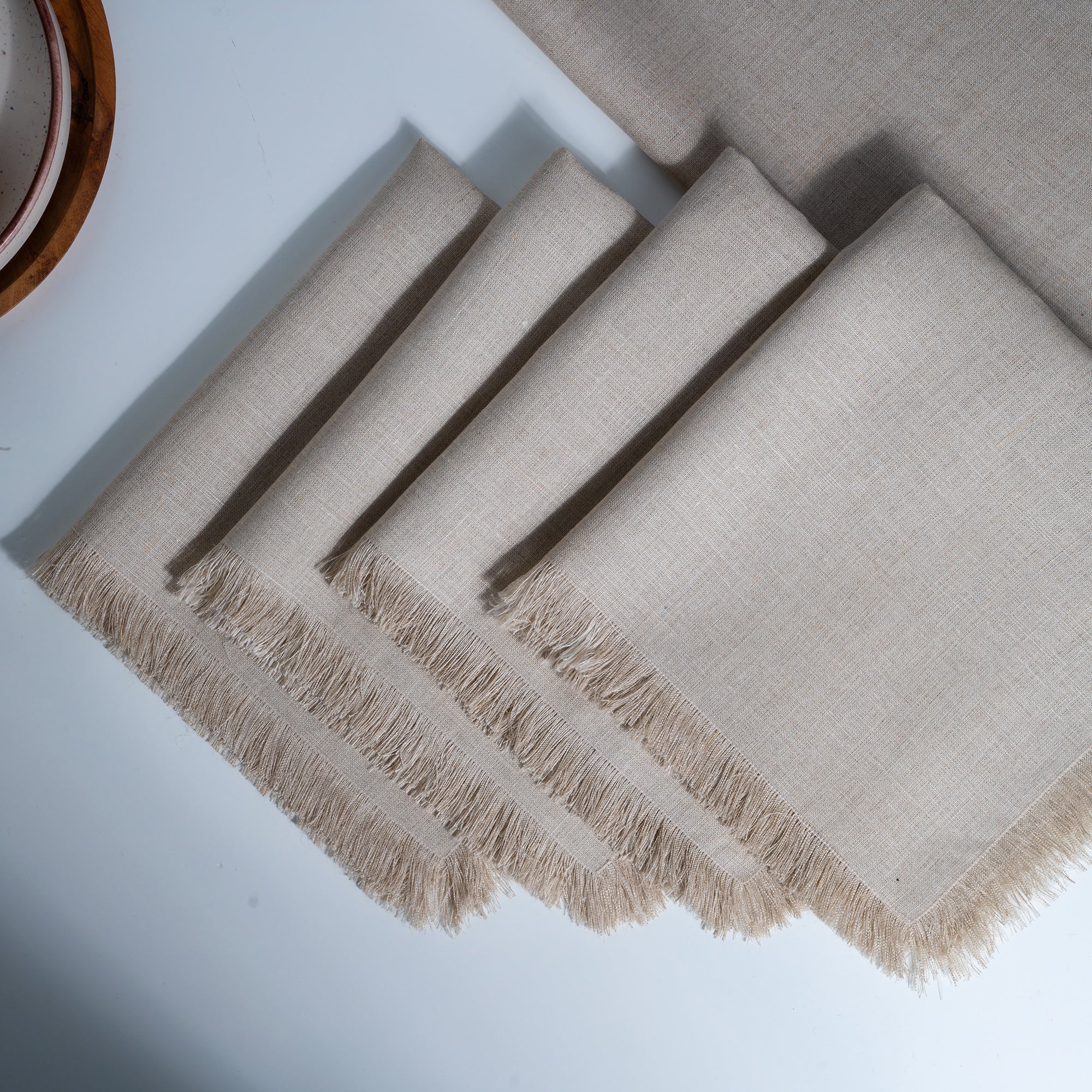 Natural Linen Napkins, Fringe, 20 x 20 inch, 50 pcs