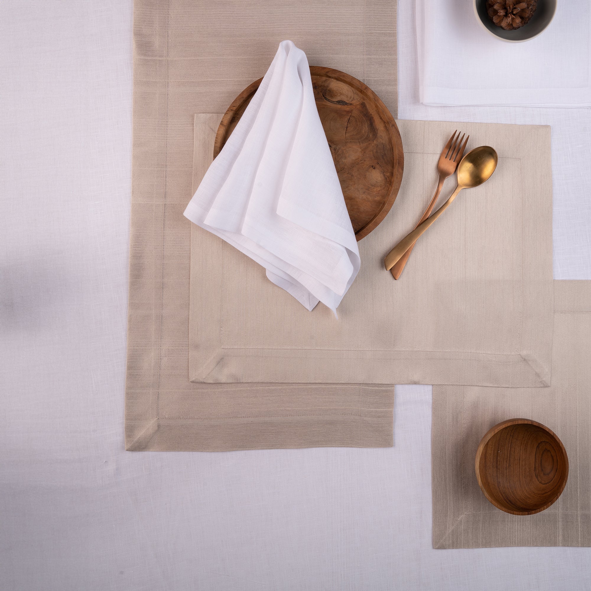 Natural Table Runner, Vegan Silk, Mitered Corner