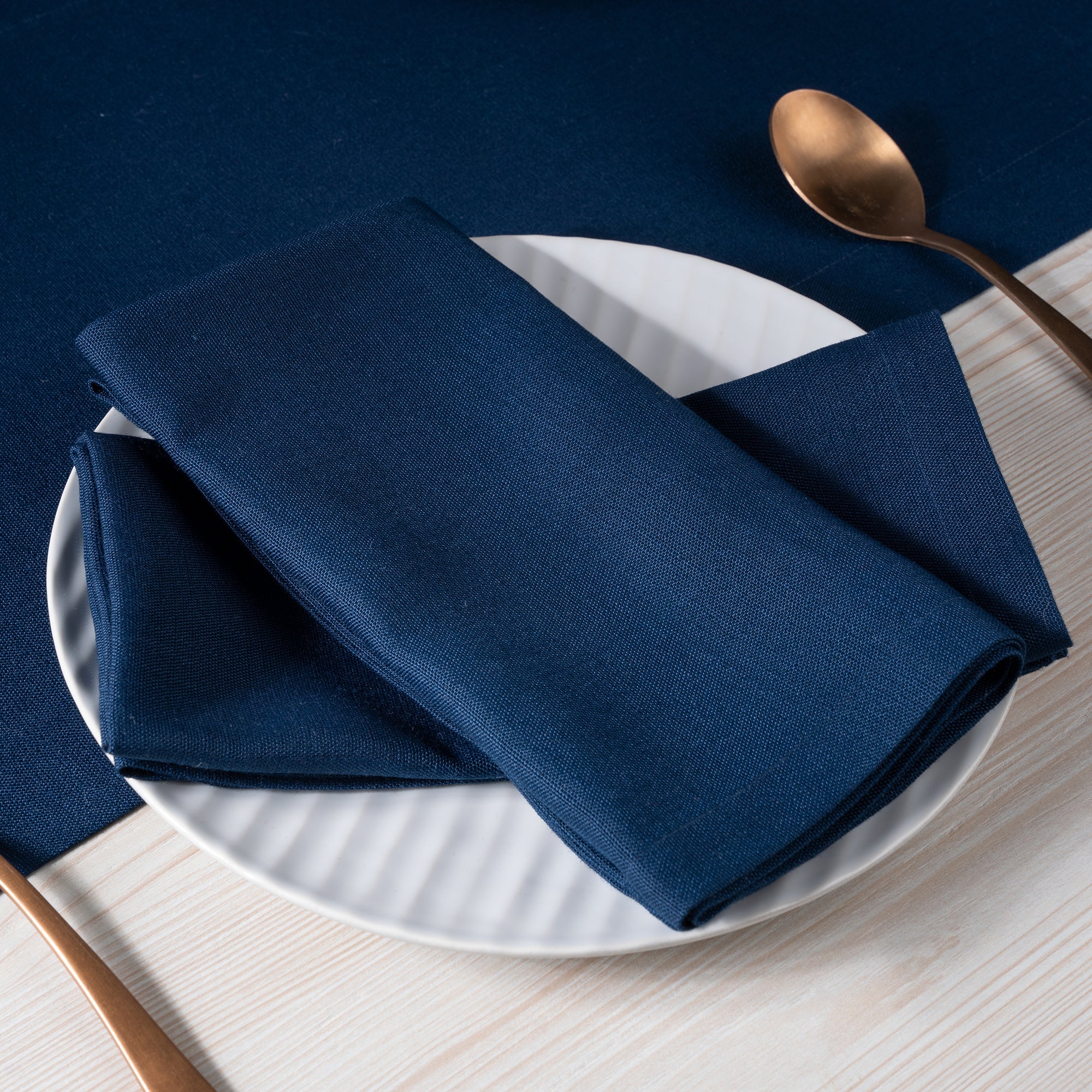 Navy Blue Faux Linen Napkins, Mitered Corner, 20 x 20 inch, 4 pcs