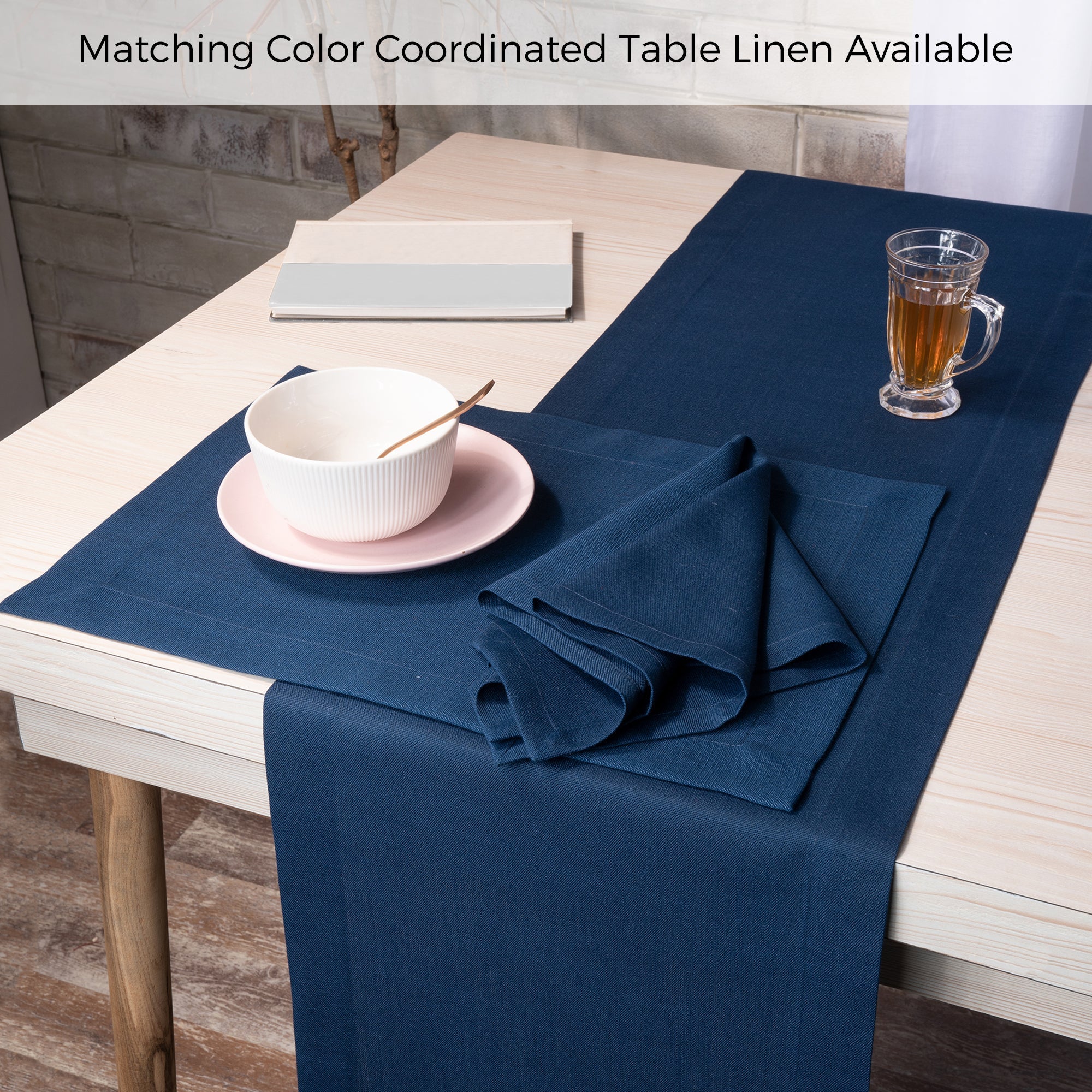 Navy Blue Faux Linen Napkins, Mitered Corner, 20 x 20 inch, 4 pcs