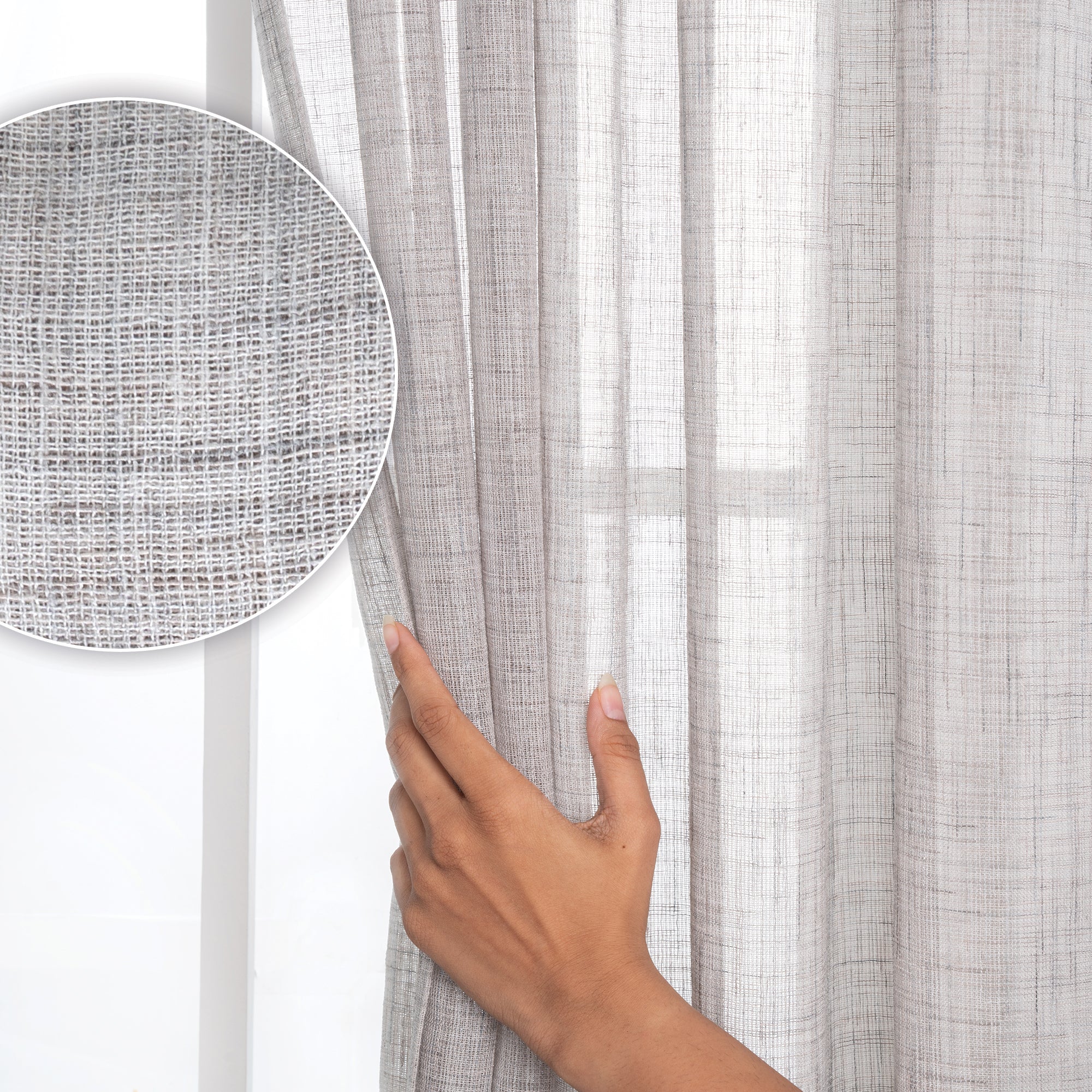 Light Grey Faux Jute Curtain