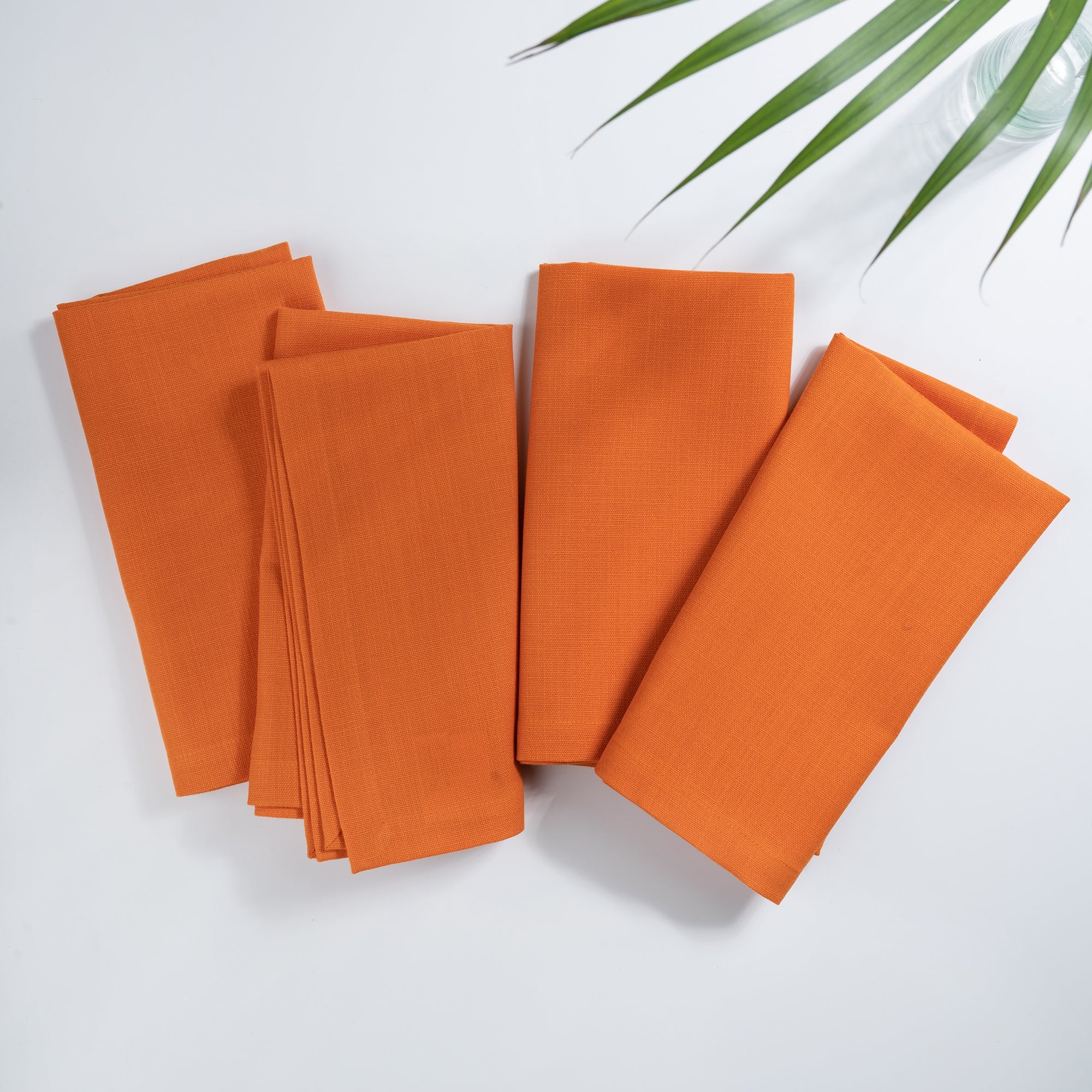 Orange Faux Linen Napkins, Mitered Corner, 20 x 20 inch, 4 pcs