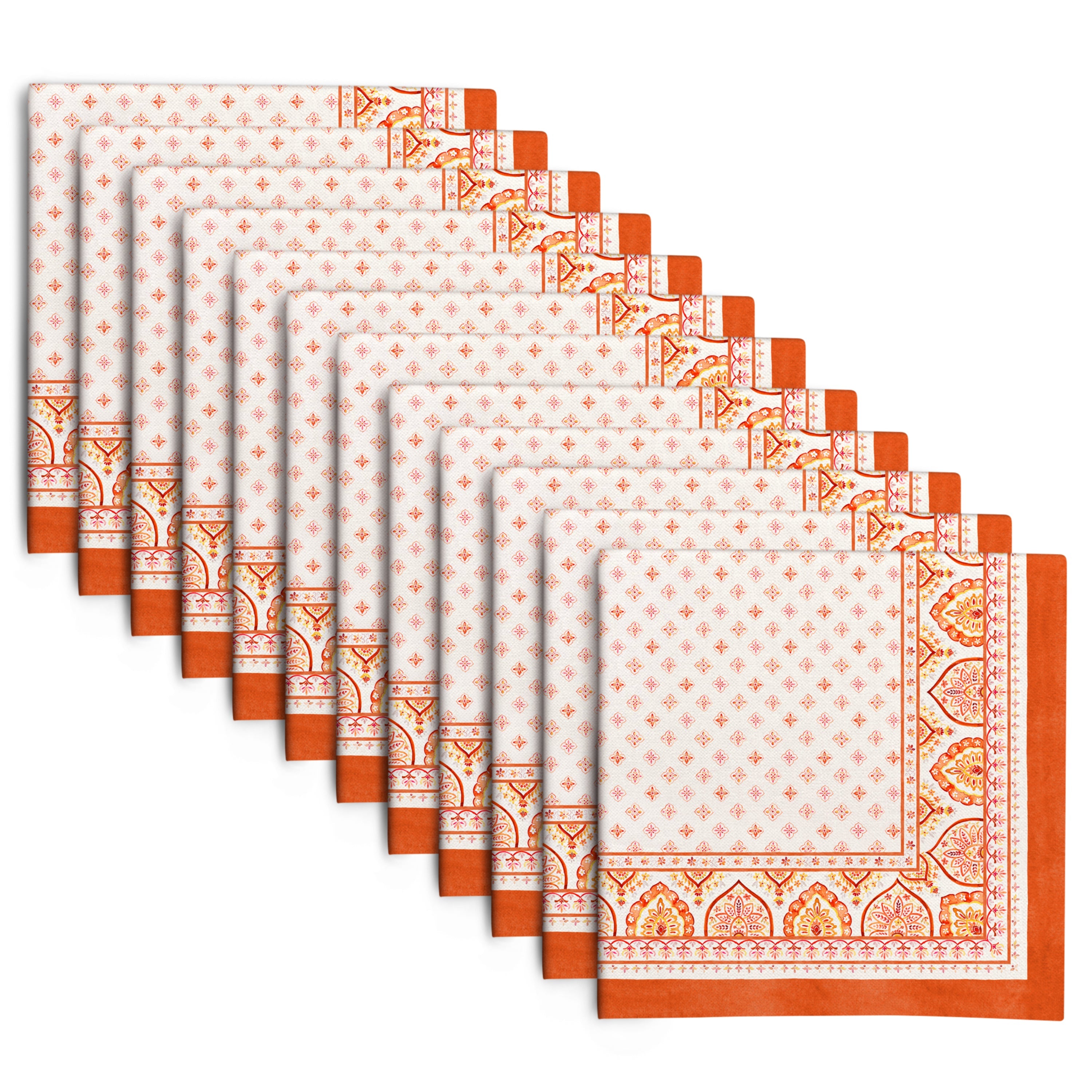 Autumn Mandala Dinner Napkins - Fall Themed Napkins - 20 x 20 inch, 12 pcs