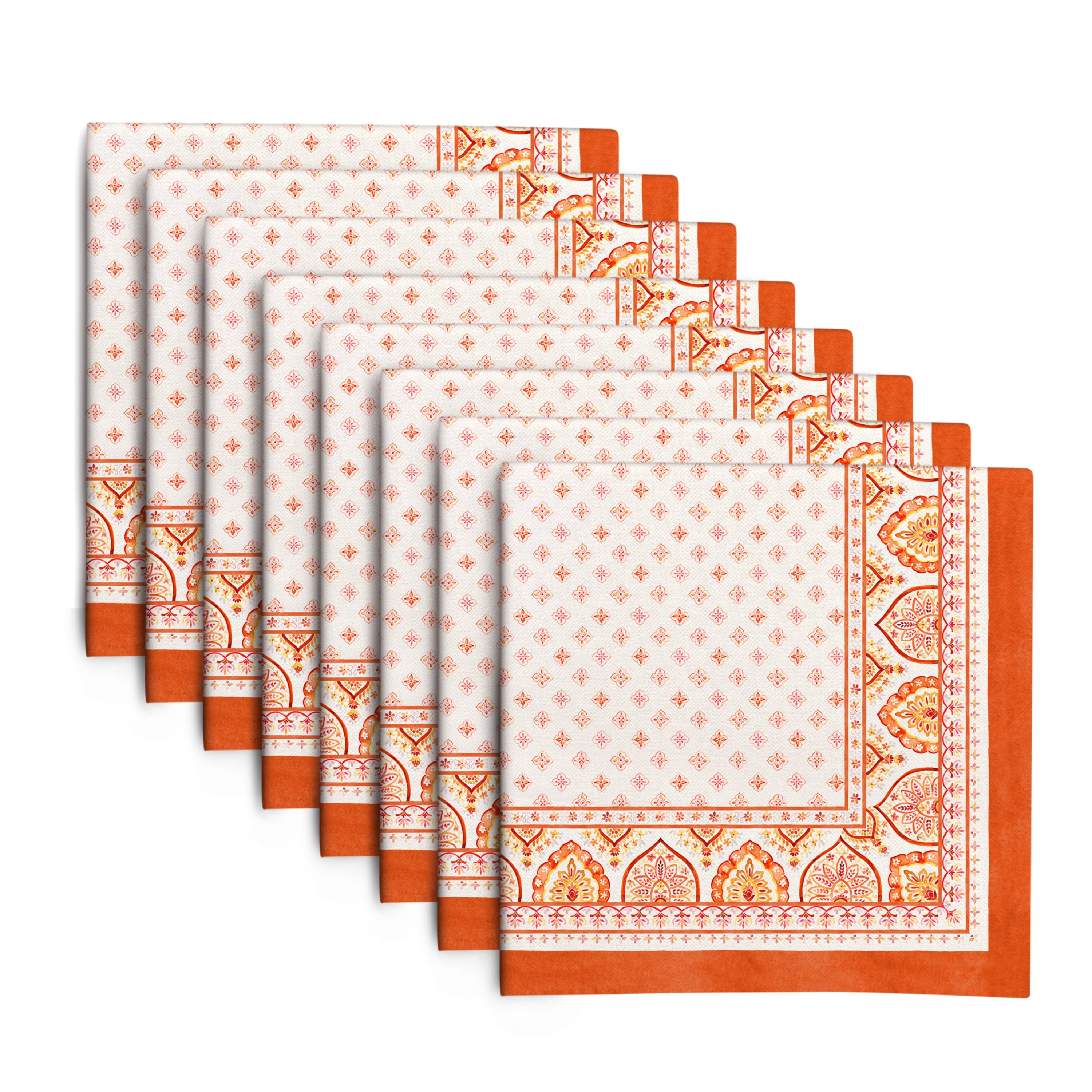 Autumn Mandala Dinner Napkins - Fall Themed Napkins - 20 x 20 inch, 8 pcs