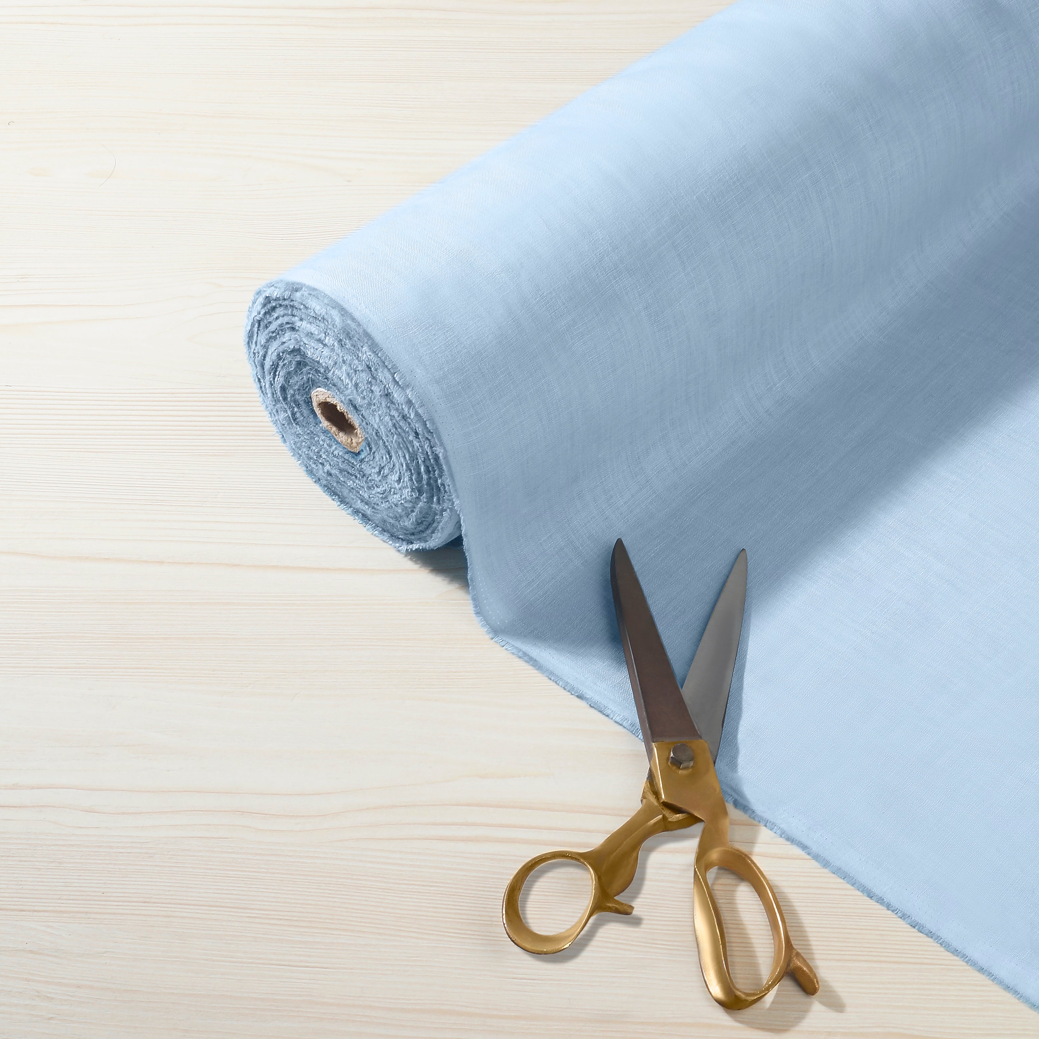 100% Pure Linen Fabric Powder Blue