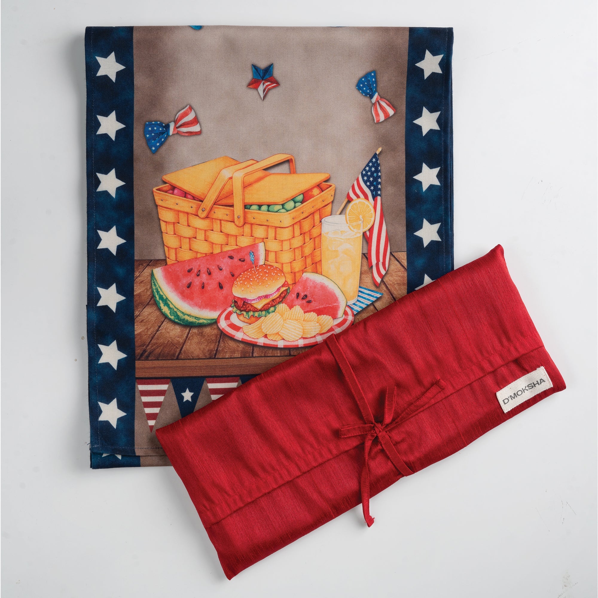 Picnic Basket 4th July Print Table Runner