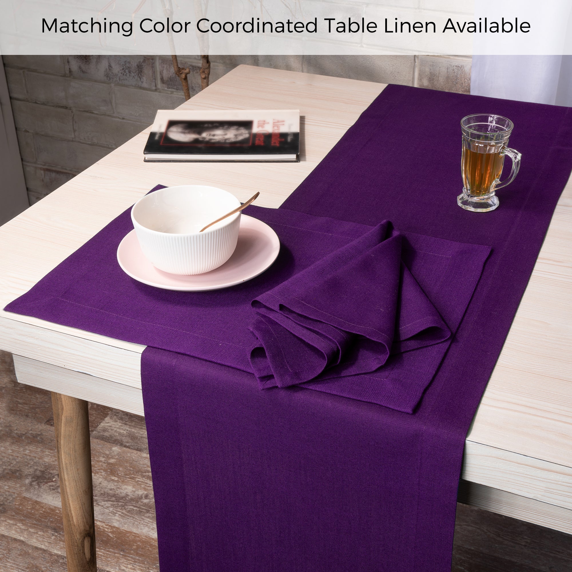 Purple Faux Linen Napkins, Mitered Corner, 20 x 20 inch, 4 pcs