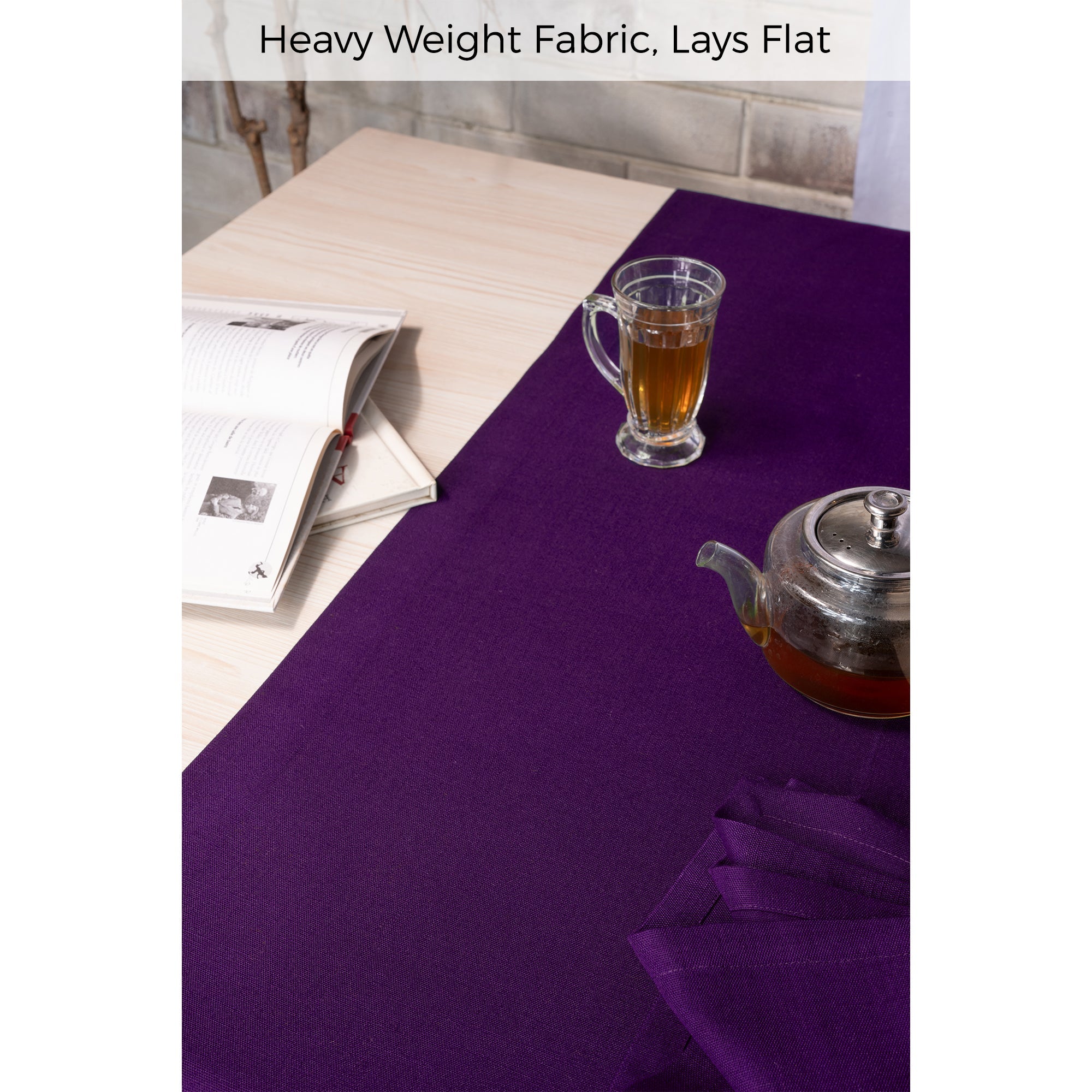 Purple Table Runner, Faux Linen, Mitered Corner