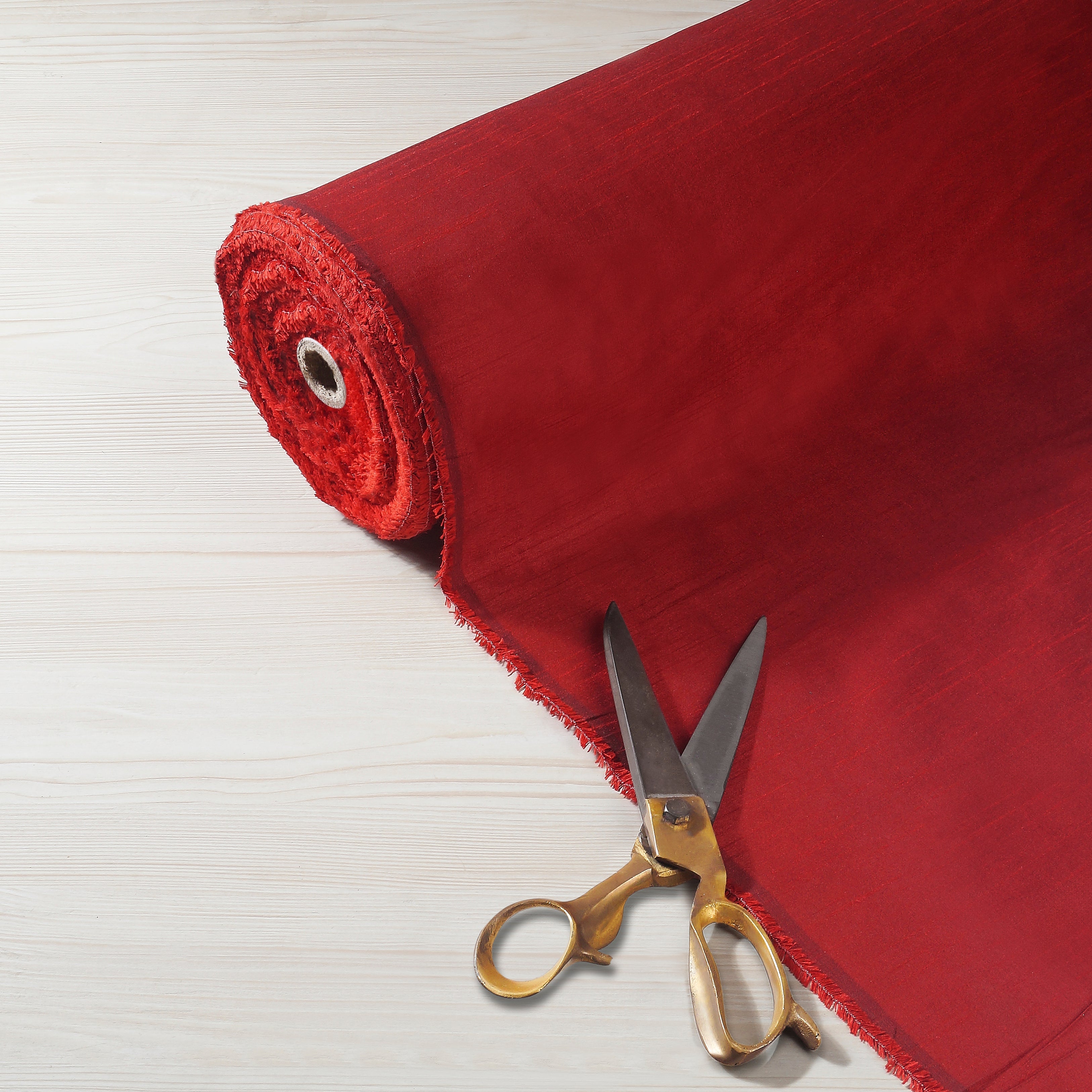 Vegan Silk Fabric Tango Red