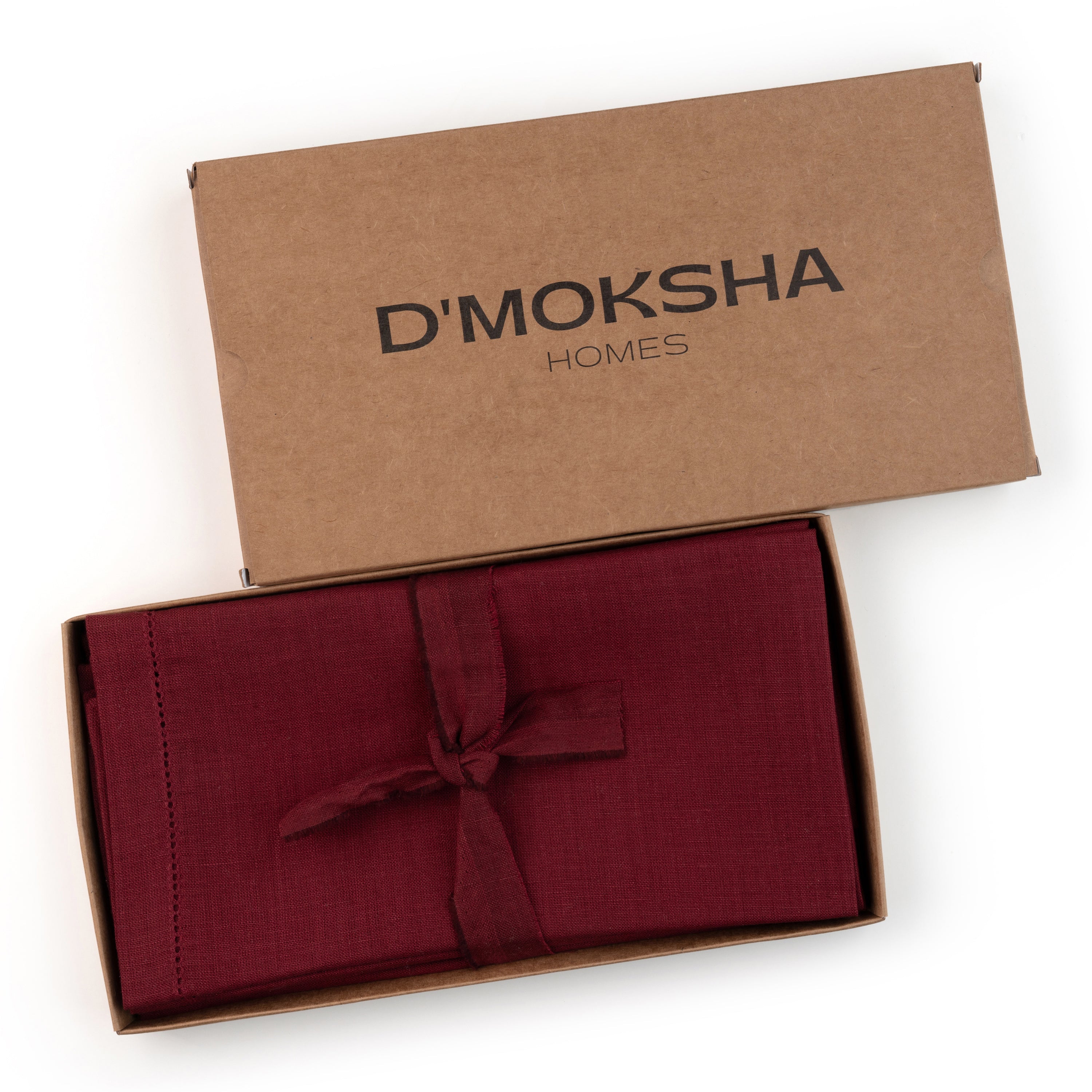 Dark Red Linen Napkins, Hemstitch, 20 x 20 inch, 4 pcs