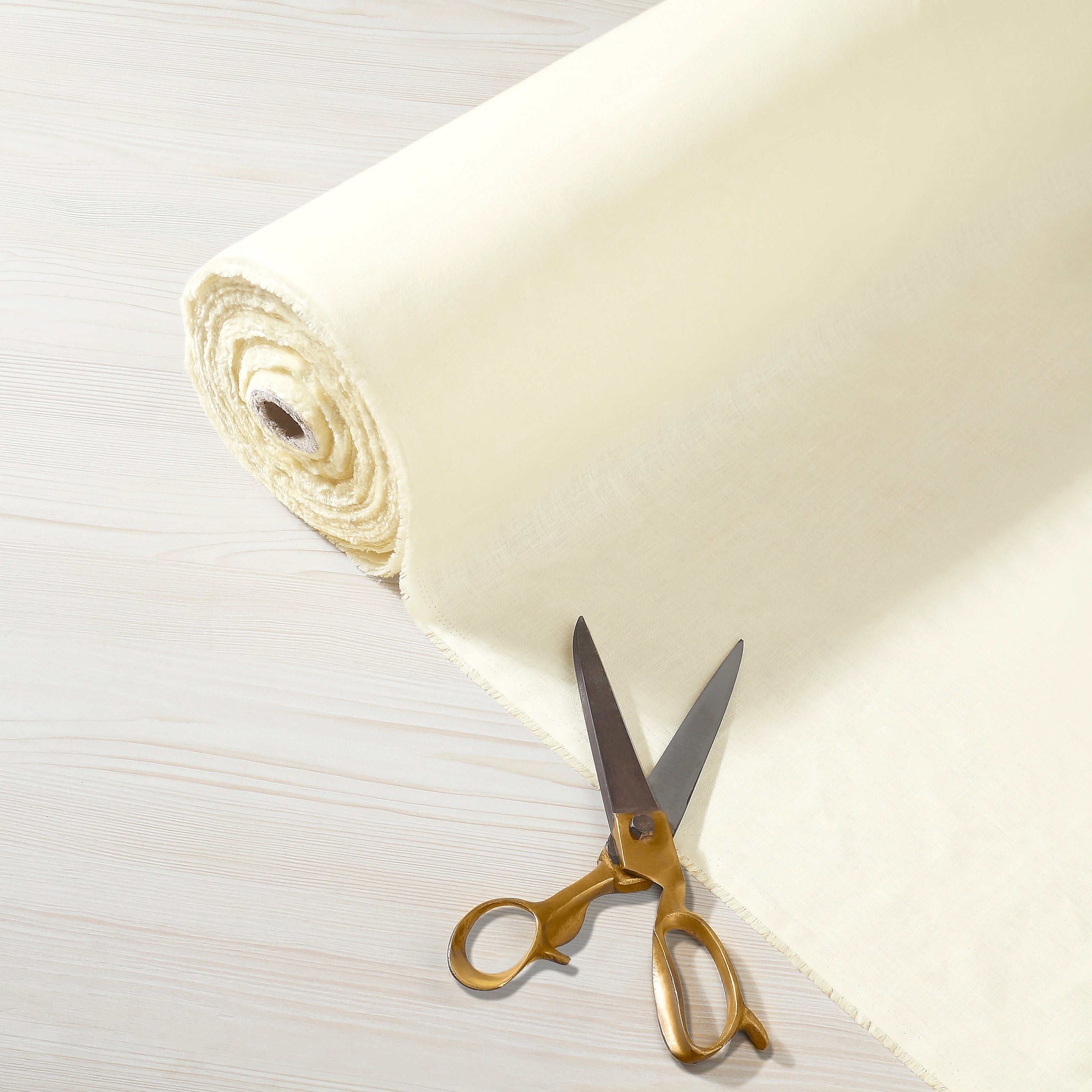 100% Pure Linen Fabric Cream