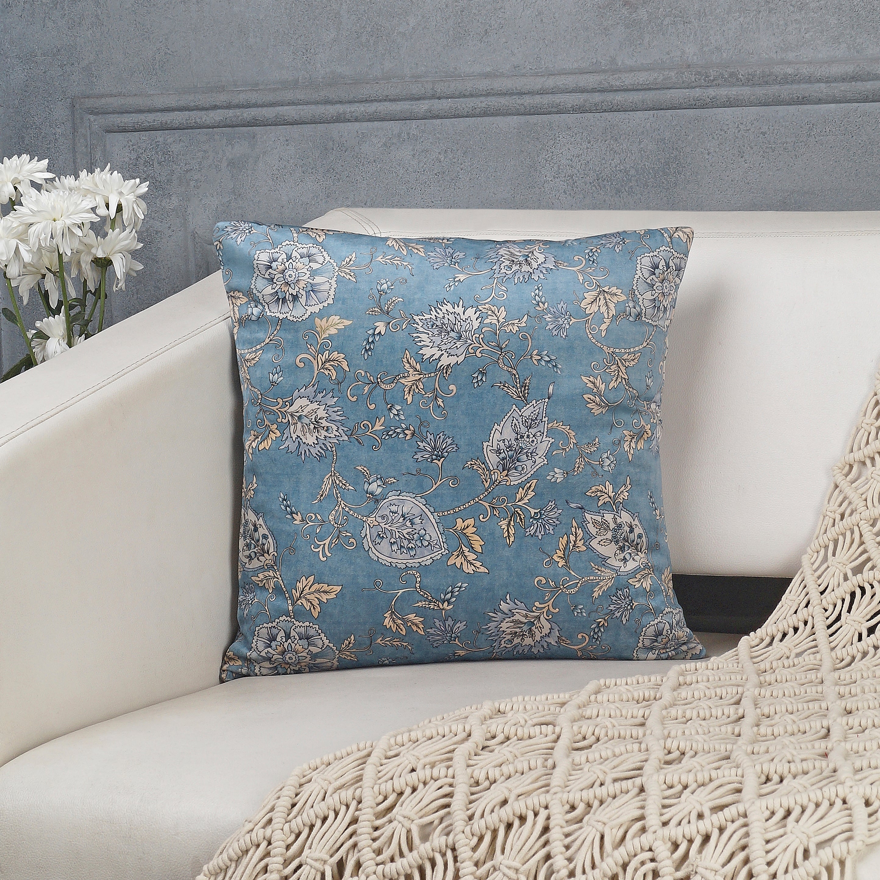 Blossom Decorative Pillow Cover - Blue