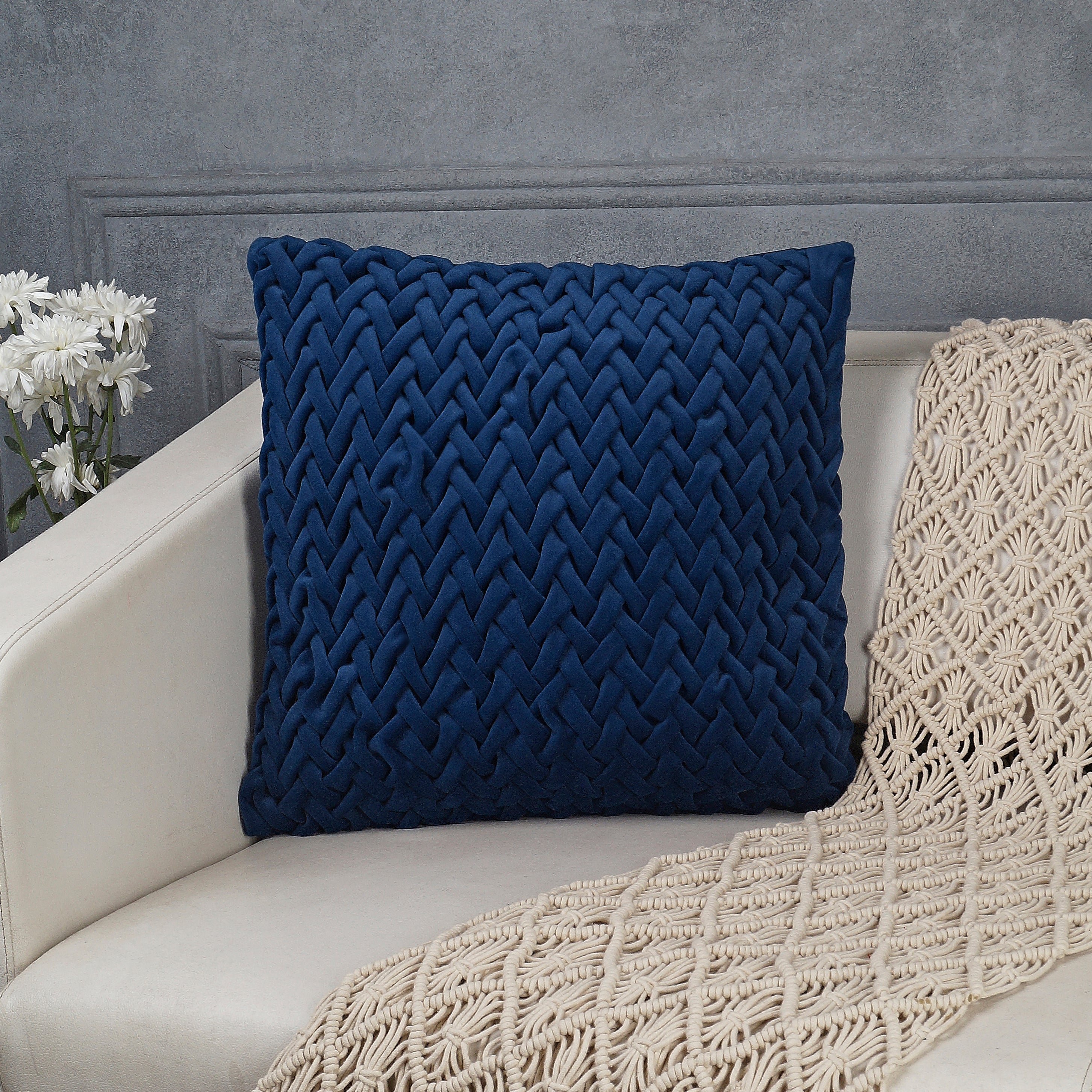 Smocking Decorative Pillow Cover - Royal Blue