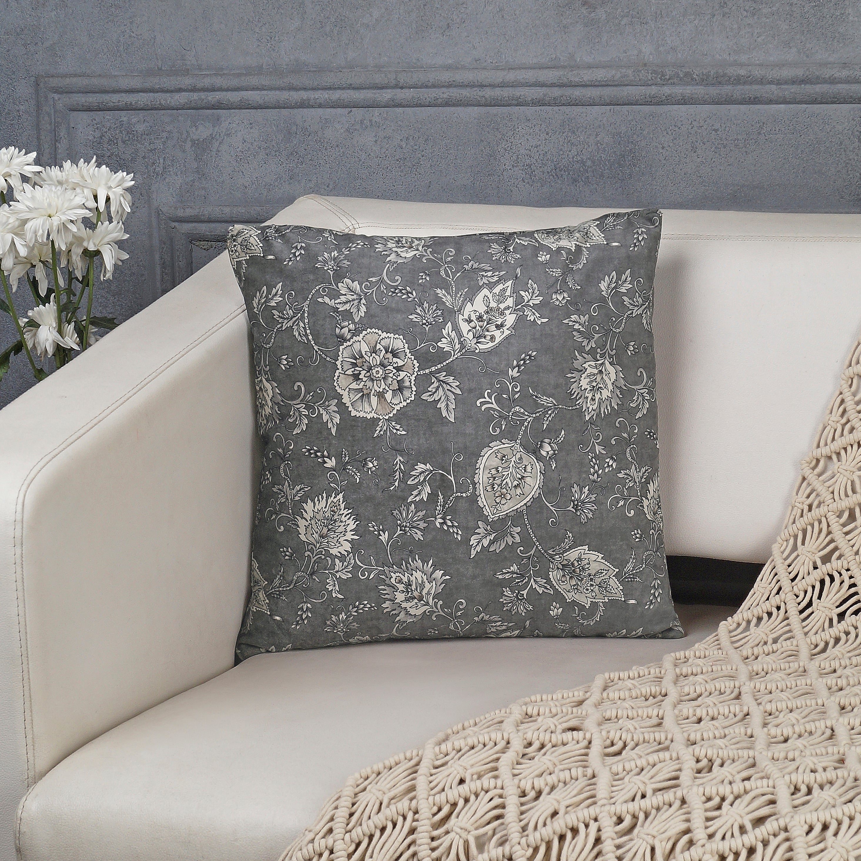 Blossom Decorative Pillow Cover - Grey