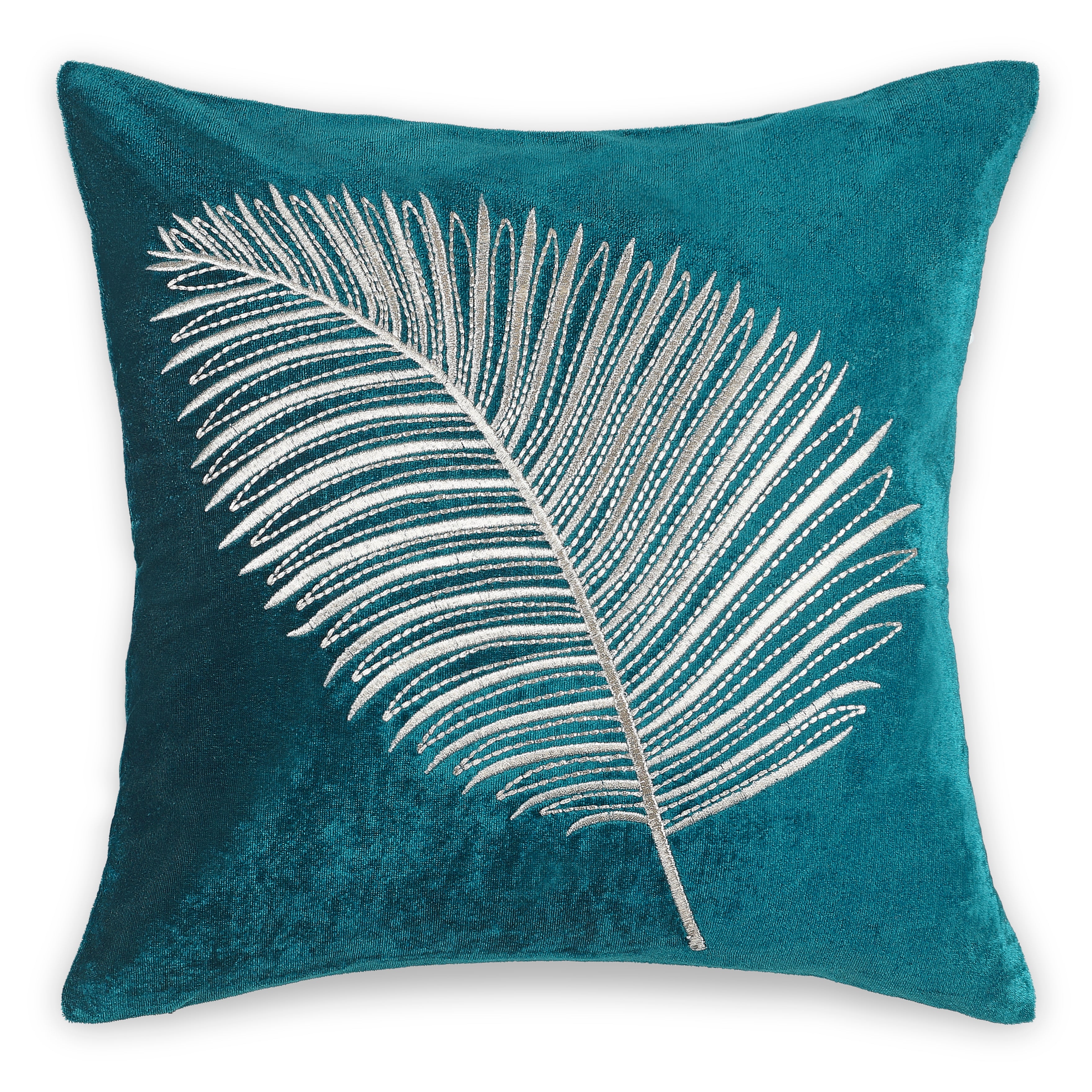 Chinar Embroidered Decorative Pillow Cover - Turquoise