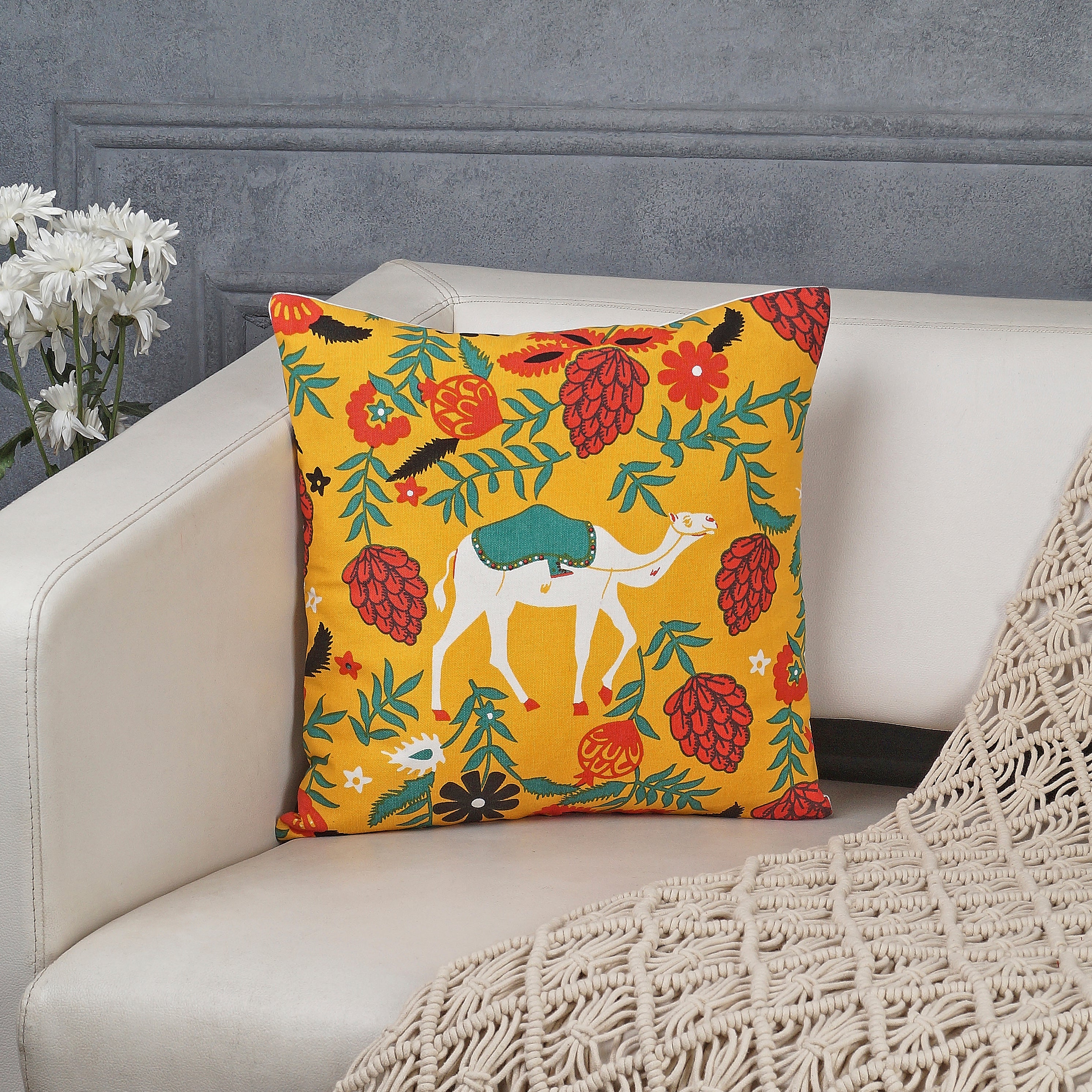 Camel Print Decorative Pillow Cover