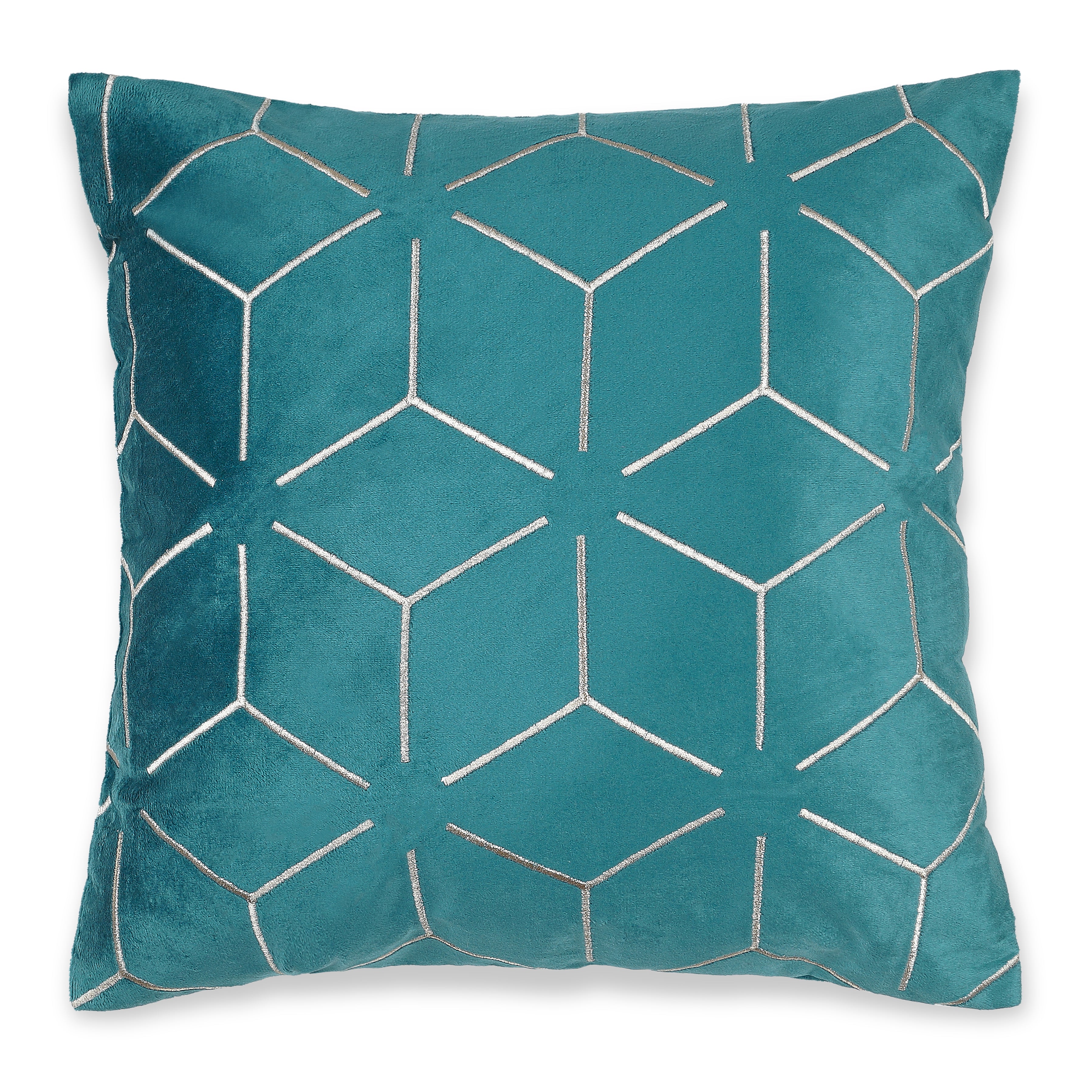 Prism Embroidered Decorative Pillow Cover - Turquoise