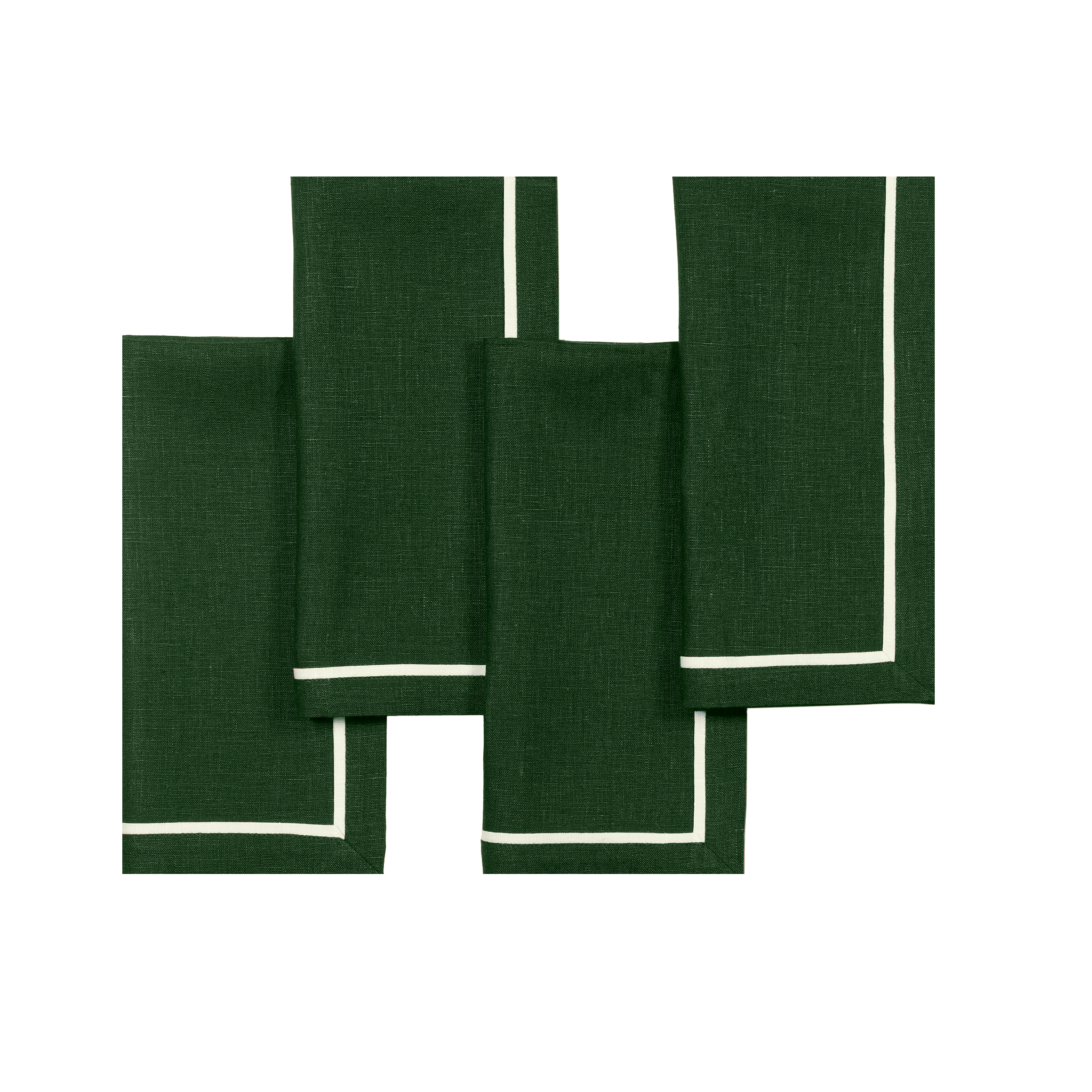 Forest Green and White Linen Napkins, Reversible, 20 x 20 inch, 4 pcs