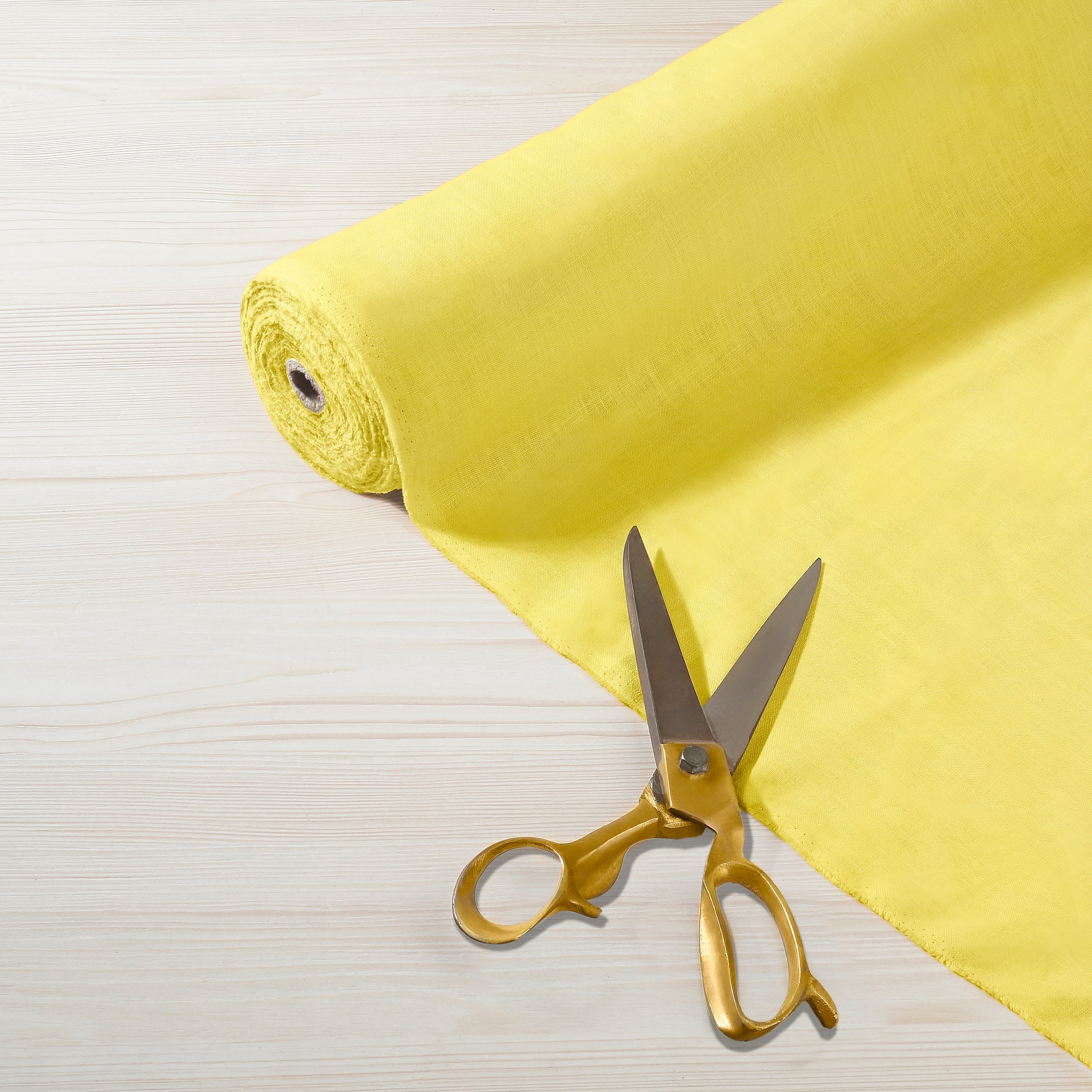 100% Pure Linen Fabric Lemon Yellow