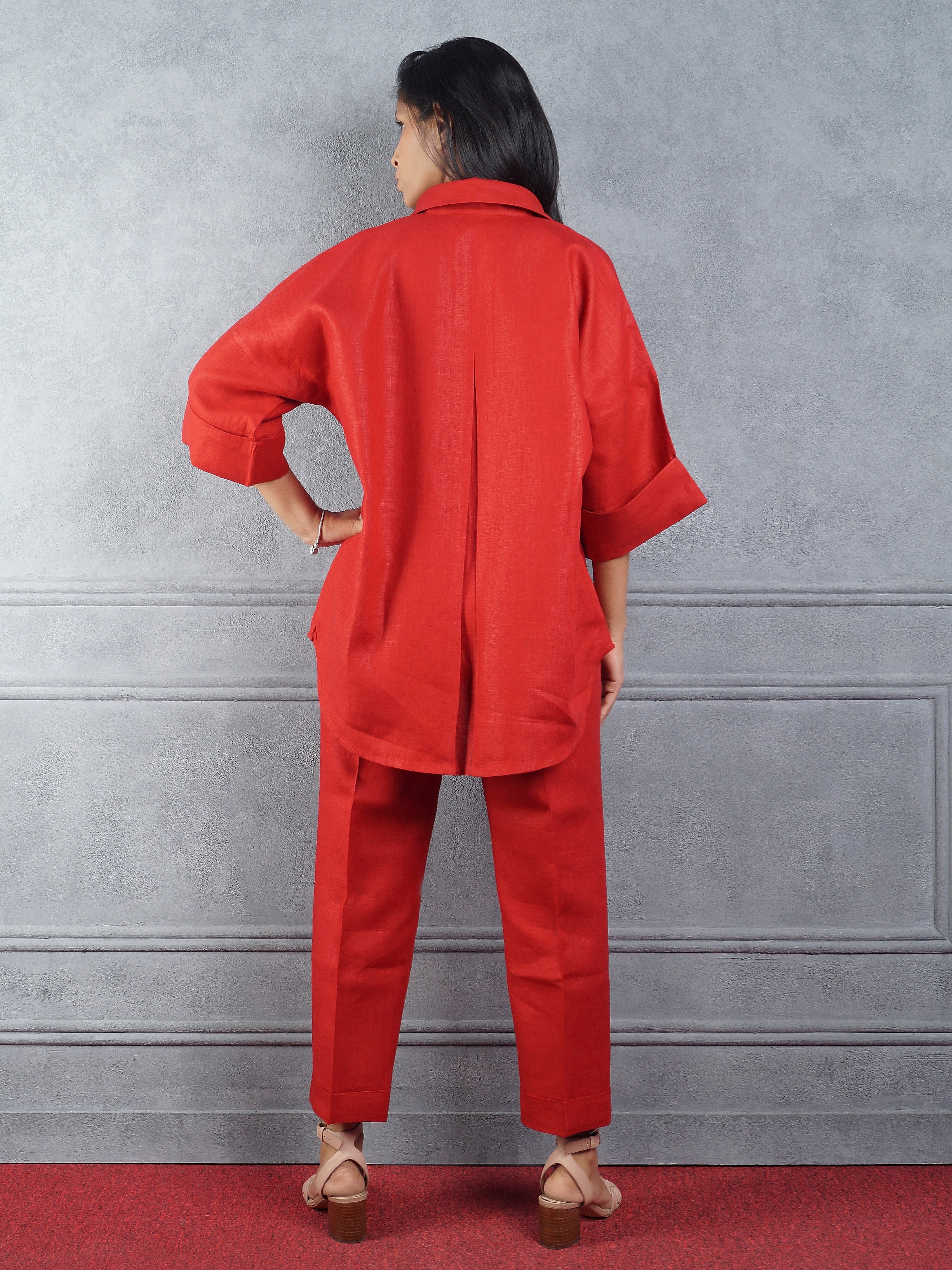 Red Comfy Pants - Pure Linen