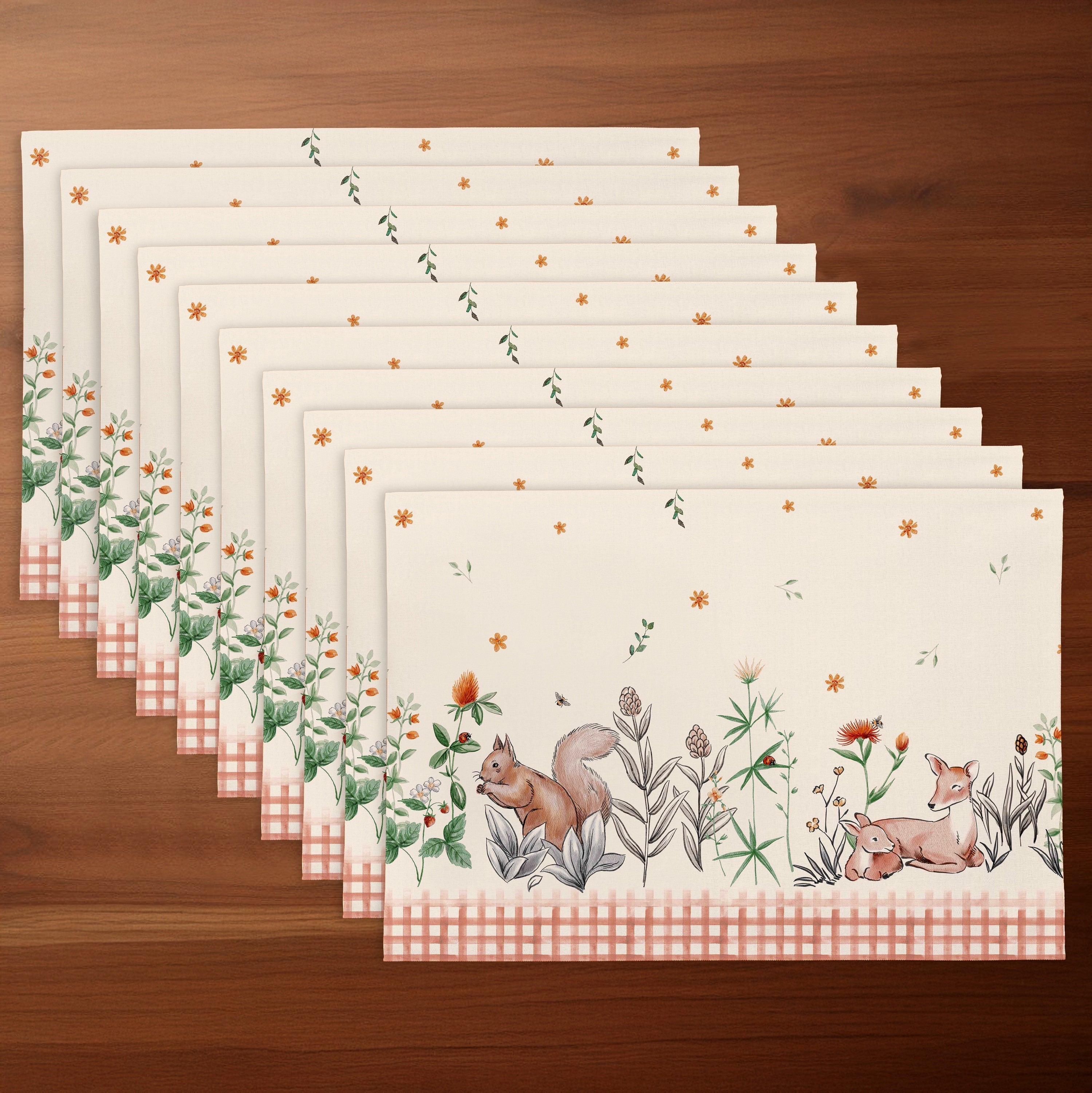 Harvest Critters Placemats - Fall Inspired Squirrel and Deer Design  - 14 x 19 Inch, 12 pcs