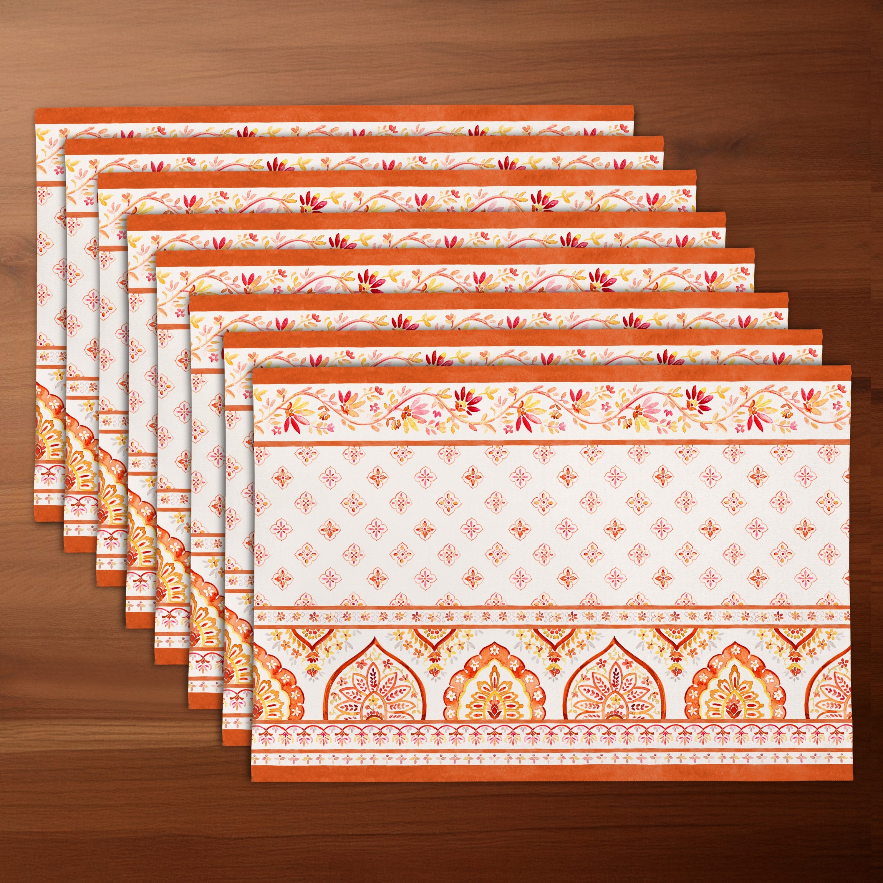 Autumn Mandala Placemats -  Fall Themed Placemats  - 14 x 19 Inch, 8 pcs