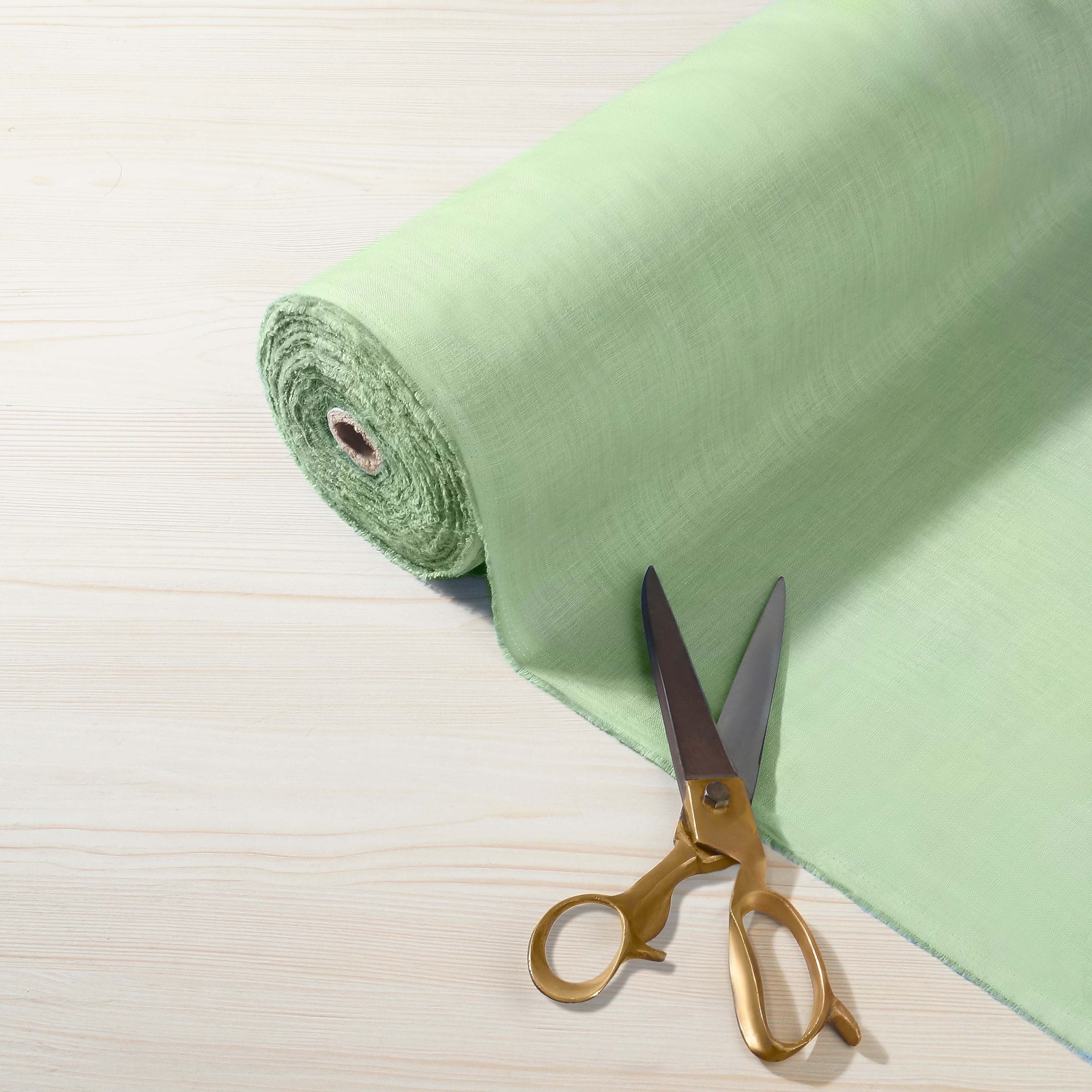 100% Pure Linen Fabric Sage Green