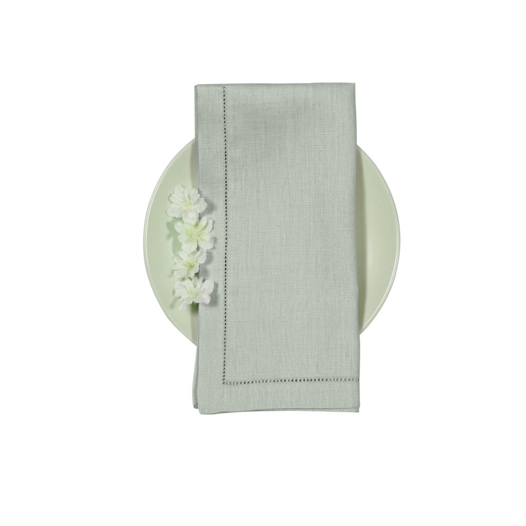 Sage Green Linen Dinner Napkins 20” - Hemstitch - Bulk - 1 Quantity Includes 430 Pieces